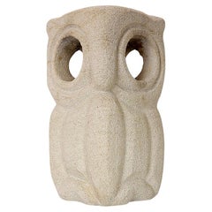 Mid-century limestone Owl Lamp by Albert Tormos , France, 1970s