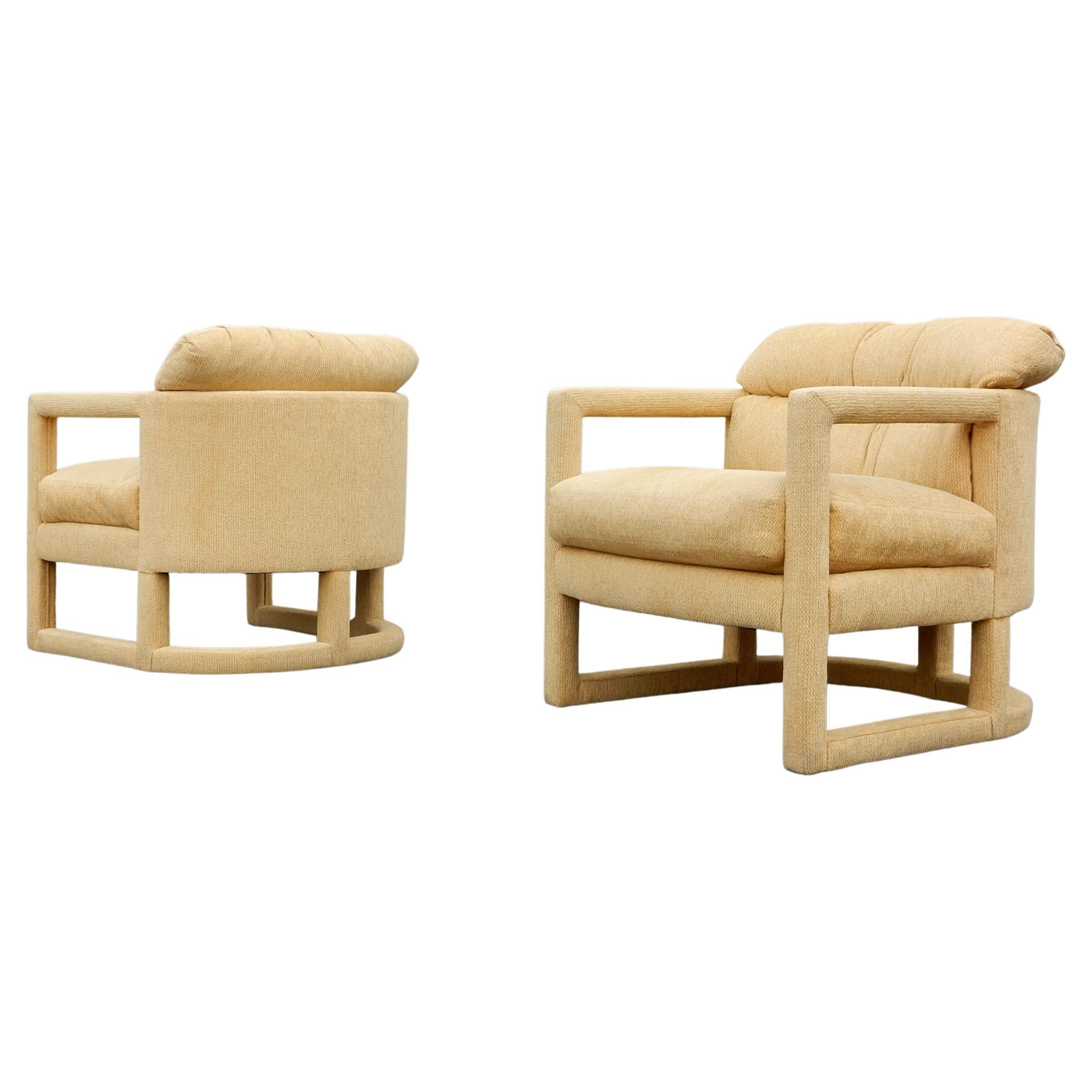 Mid-Century Modern Mid Century Linear Parsons Lounge Chairs