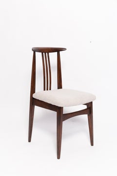 Mid-Century Leinen-Bouclé-Stuhl, Nussbaum, entworfen von M. Zielinski, Europa, 1960er Jahre