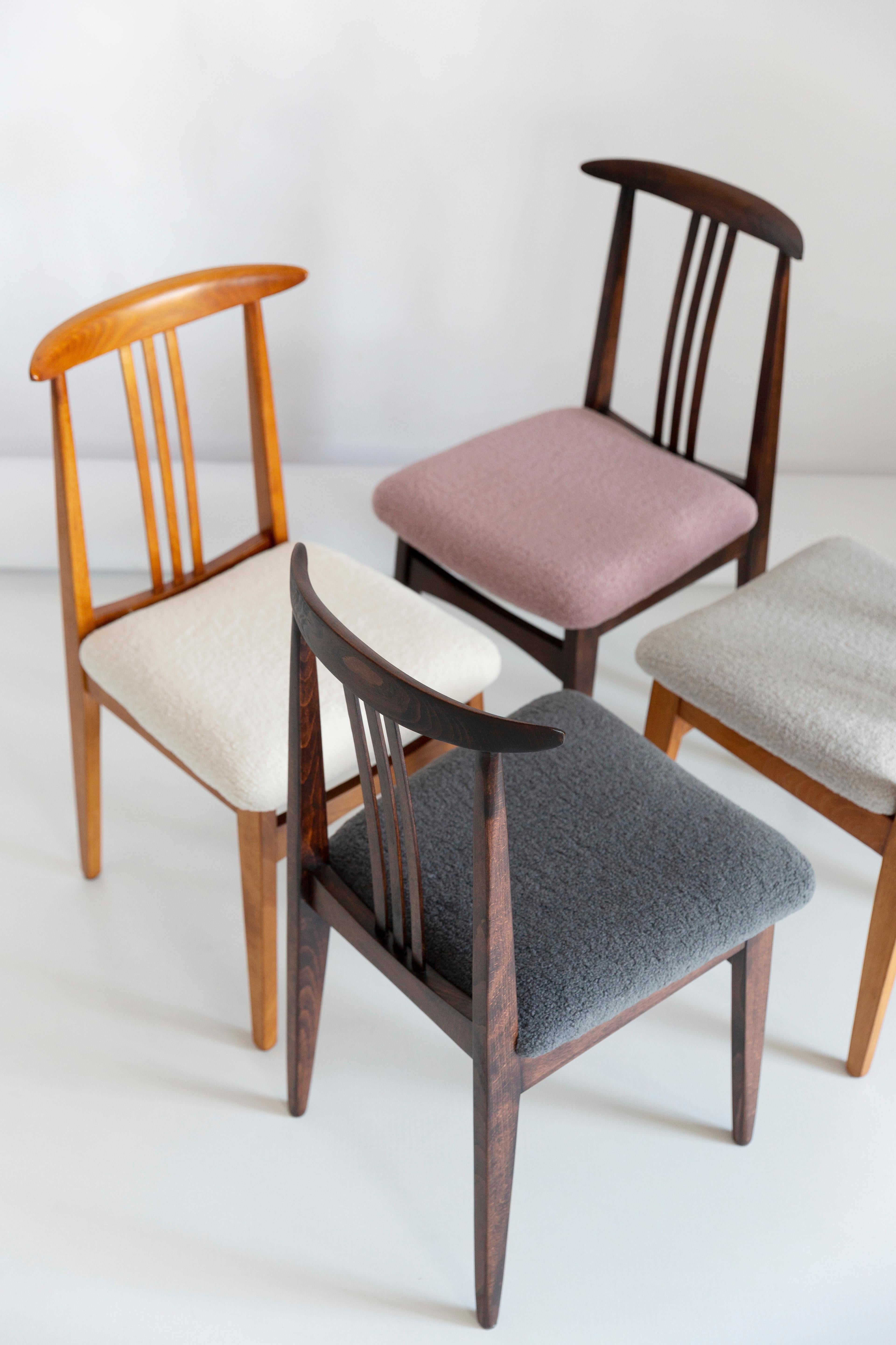 XX secolo Sedia Boucle in lino di metà secolo, noce, Design M. Zielinski, Europa, anni '60 in vendita
