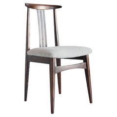 Mid-Century Linen Boucle Chair, Walnut, Designed by M. Zielinski, Europe, 1960s
