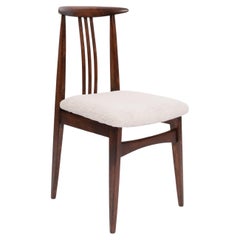 Mid-Century Linen Boucle Chair, Walnut, Designed by M. Zielinski, Europe, 1960s