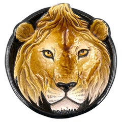 Mid-century lion ceramic plate / vide poche, Italy 1970s