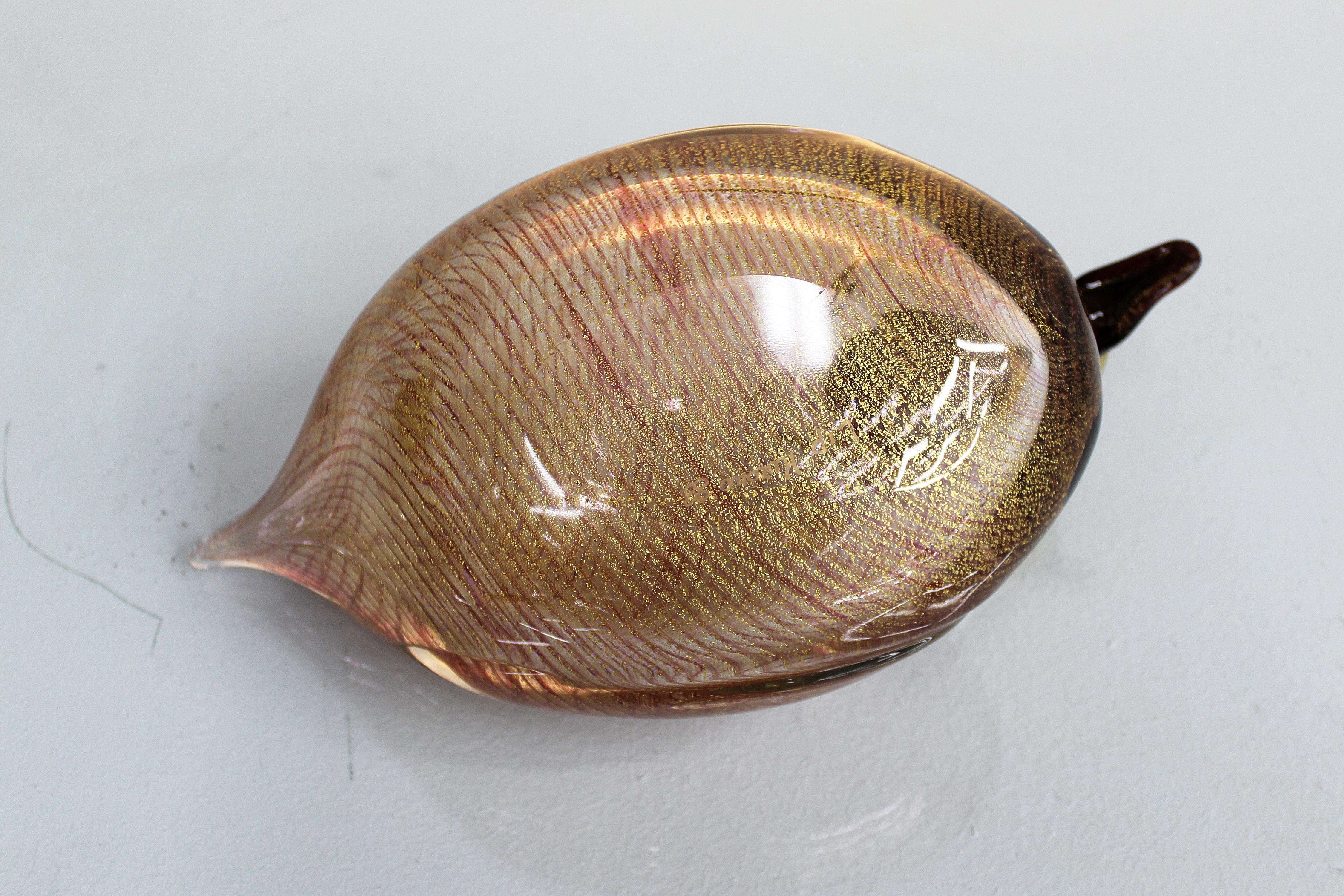 Anatra in vetro di Murano di metà secolo LIP con foglia d'oro '89 Italia in vendita 7