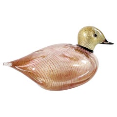 Mid-Century LIP Murano Glass Duck with Gold Leaf '89 Italy