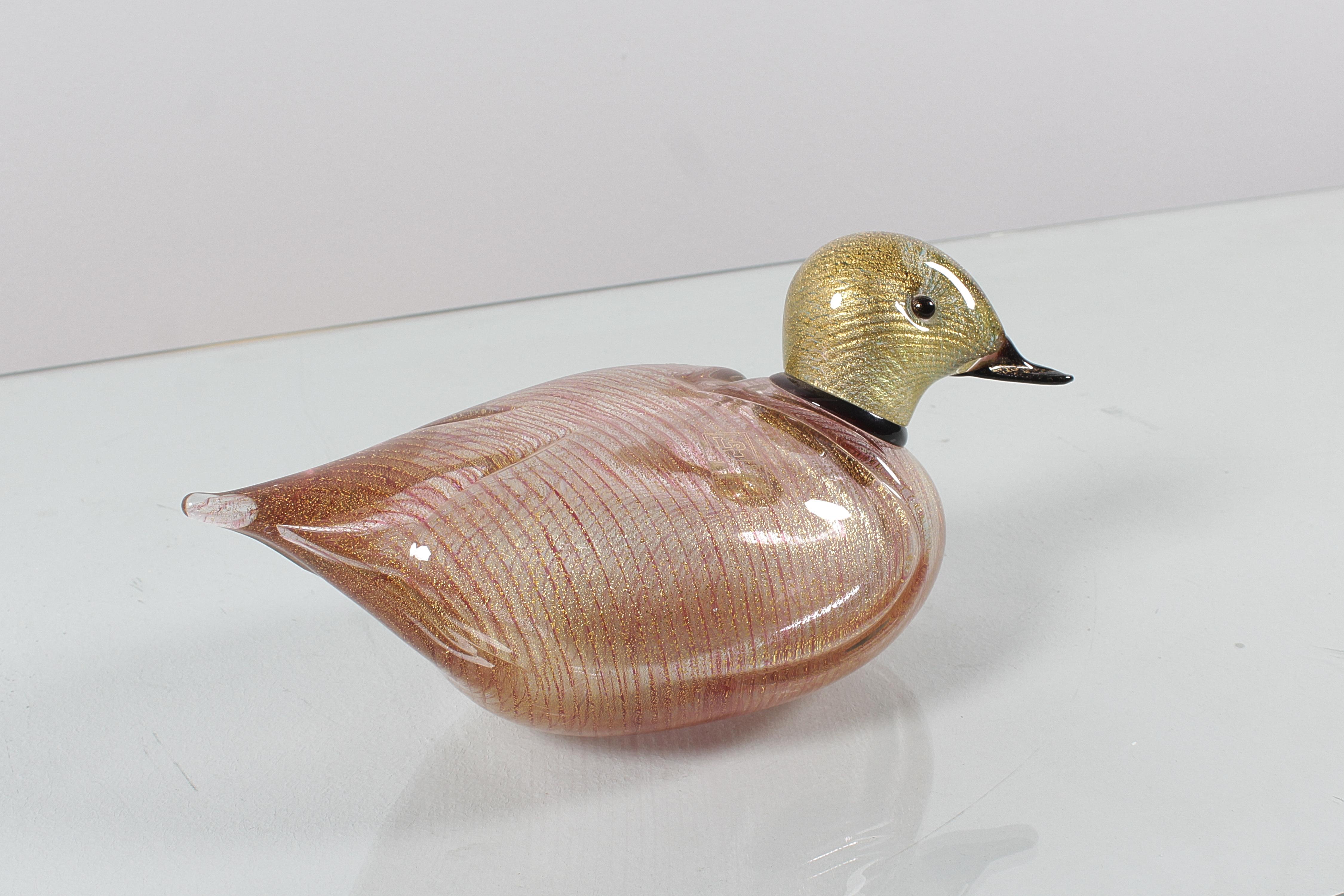 Fine XX secolo Anatra in vetro di Murano di metà secolo LIP con foglia d'oro '89 Italia in vendita