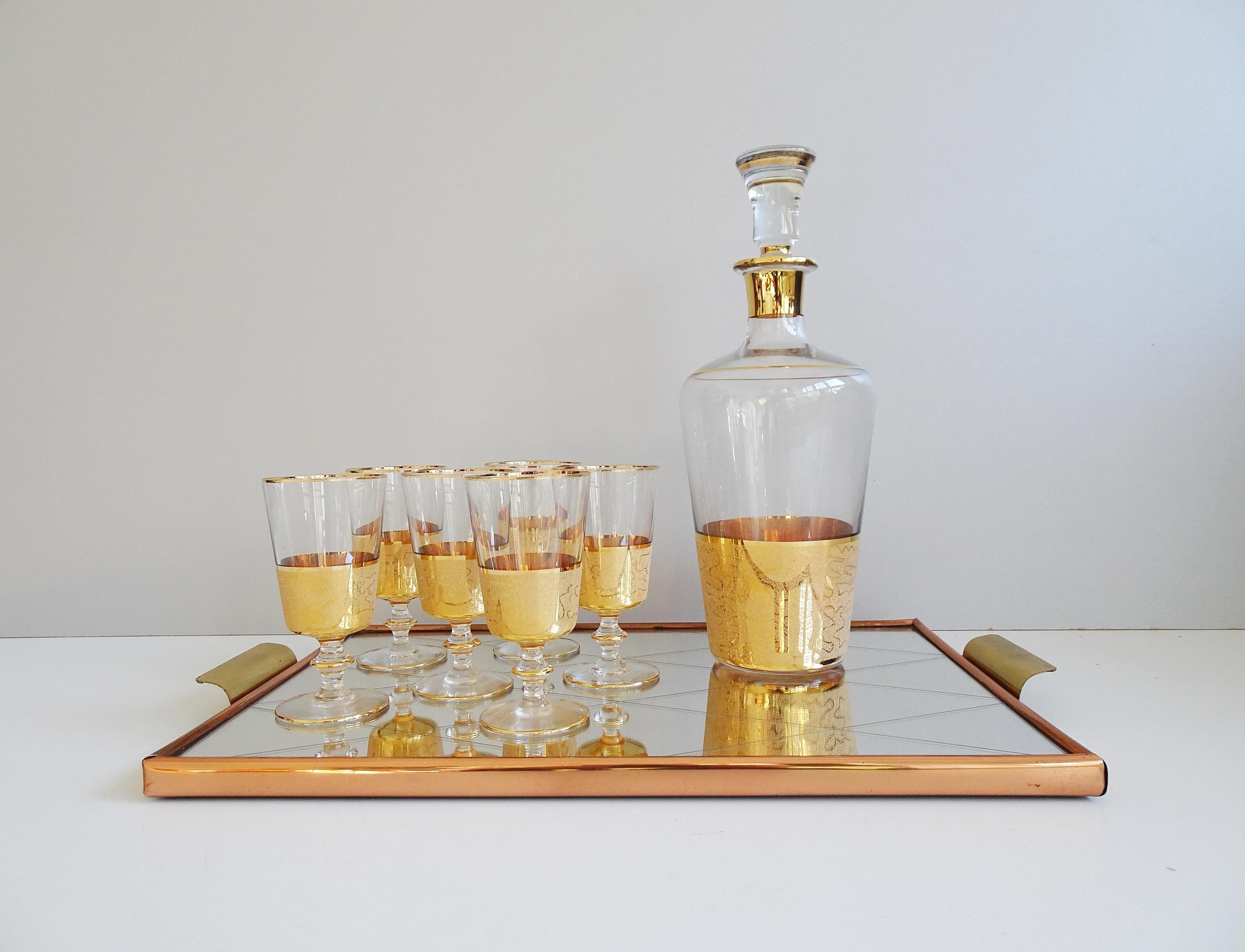 vintage decanter set with tray