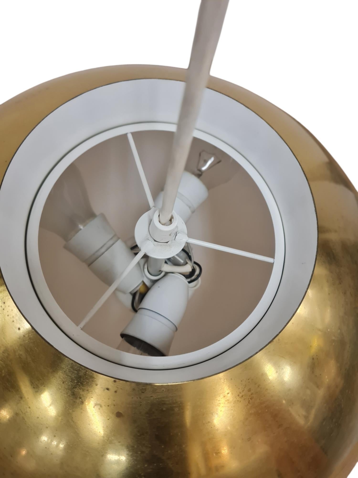Mid-Century Lisa Johansson-Papé Brass Ceiling Pendant model 61-368, Orno 1950s In Good Condition For Sale In Helsinki, FI
