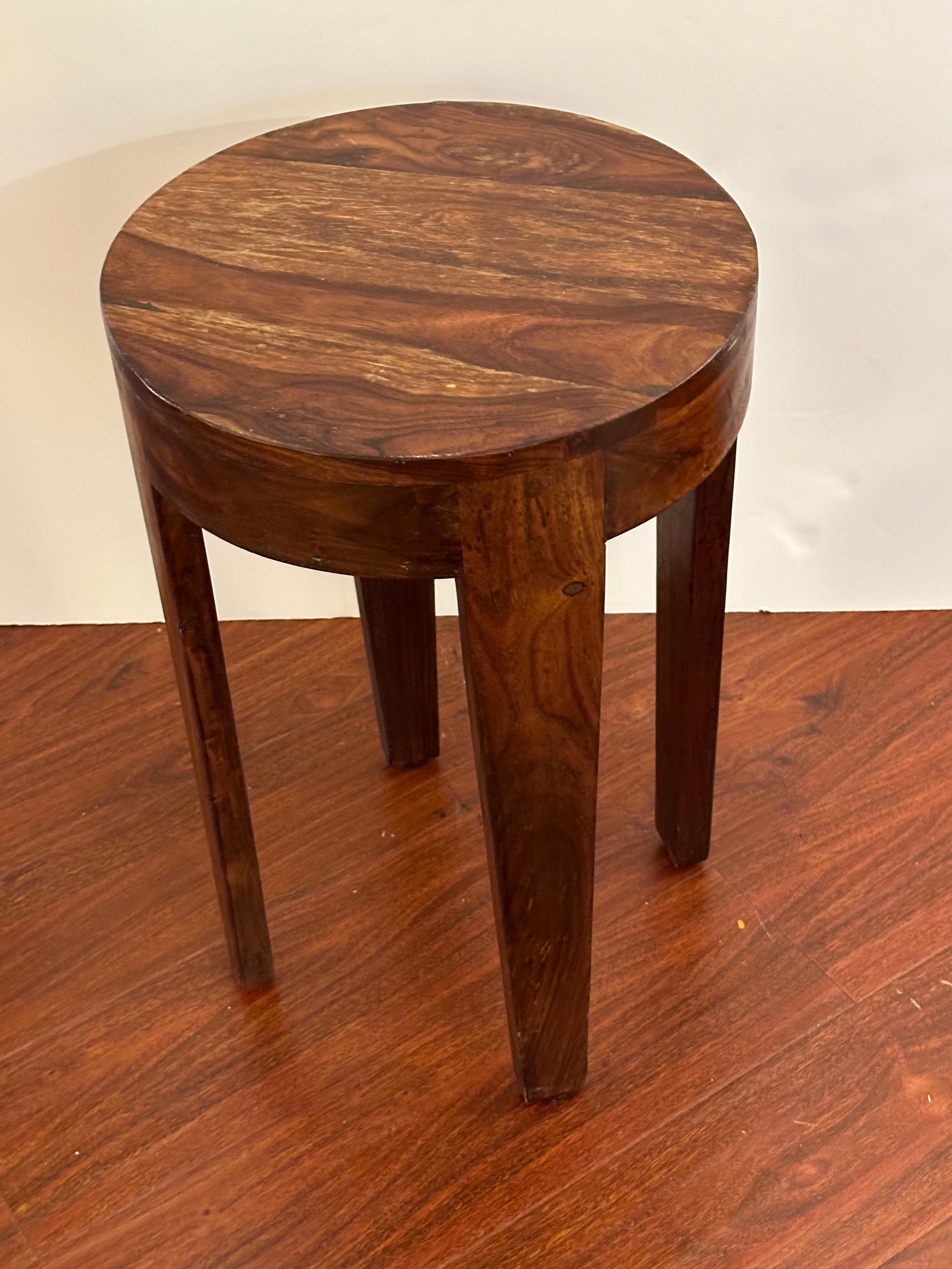 This little Gueridon is made of a beautiful flamed acacia and dated by the maker with pencil 4/28/60 underneath.
It is very sturdy and can be a side table or a pedestal for a heavy sculpture.