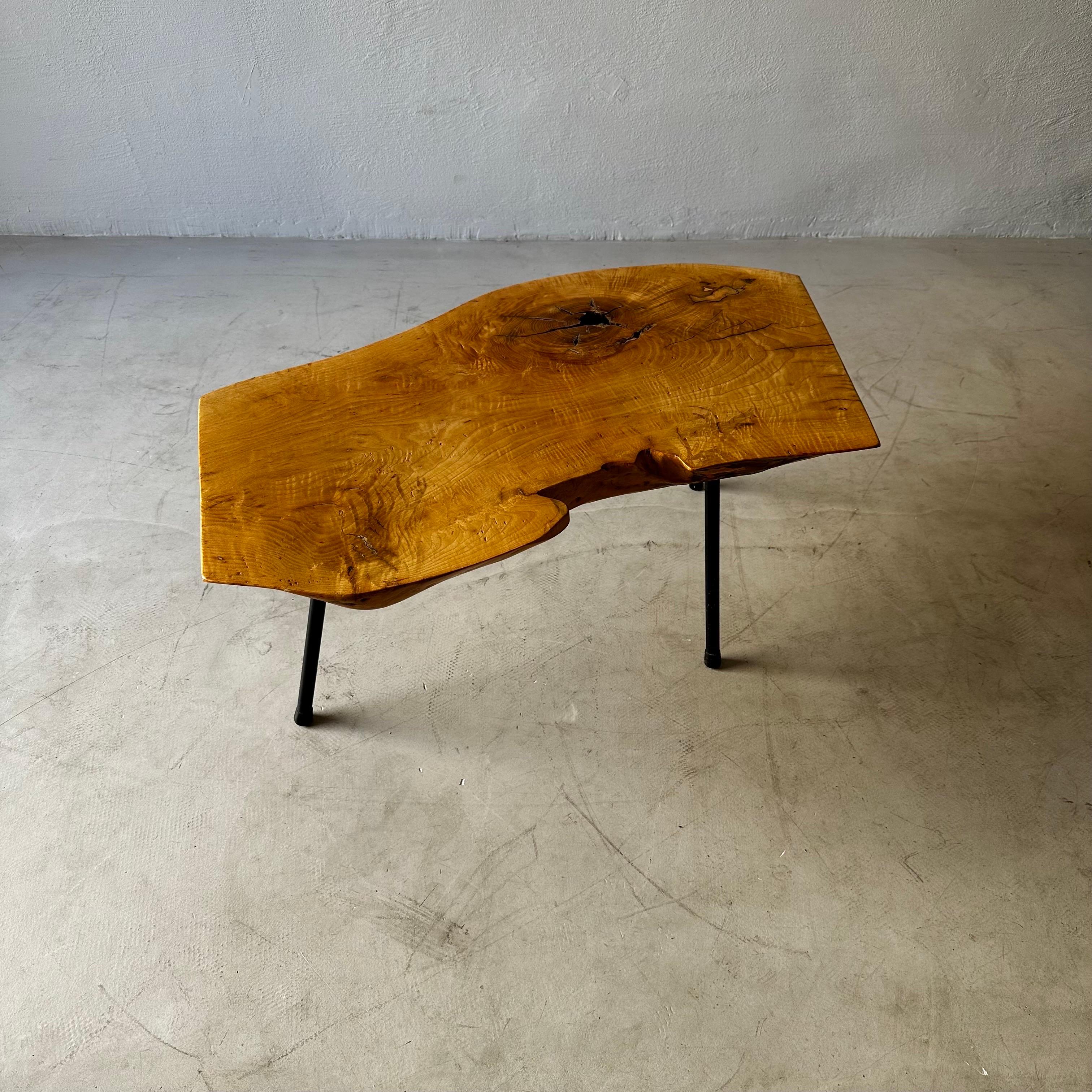 Midcentury live edge tree trunk table, Austria 1965. Signed at the bottom, 1965.