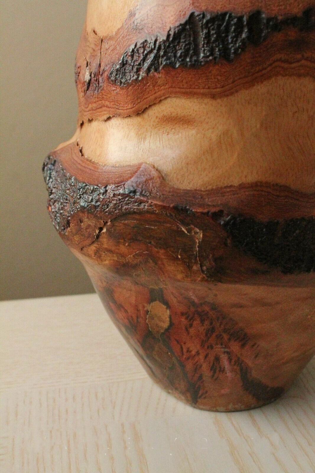 Organic Modern Mid Century LIVE-EDGE VASE! Original Wood Pottery 1950s Abstract After Nakashima For Sale