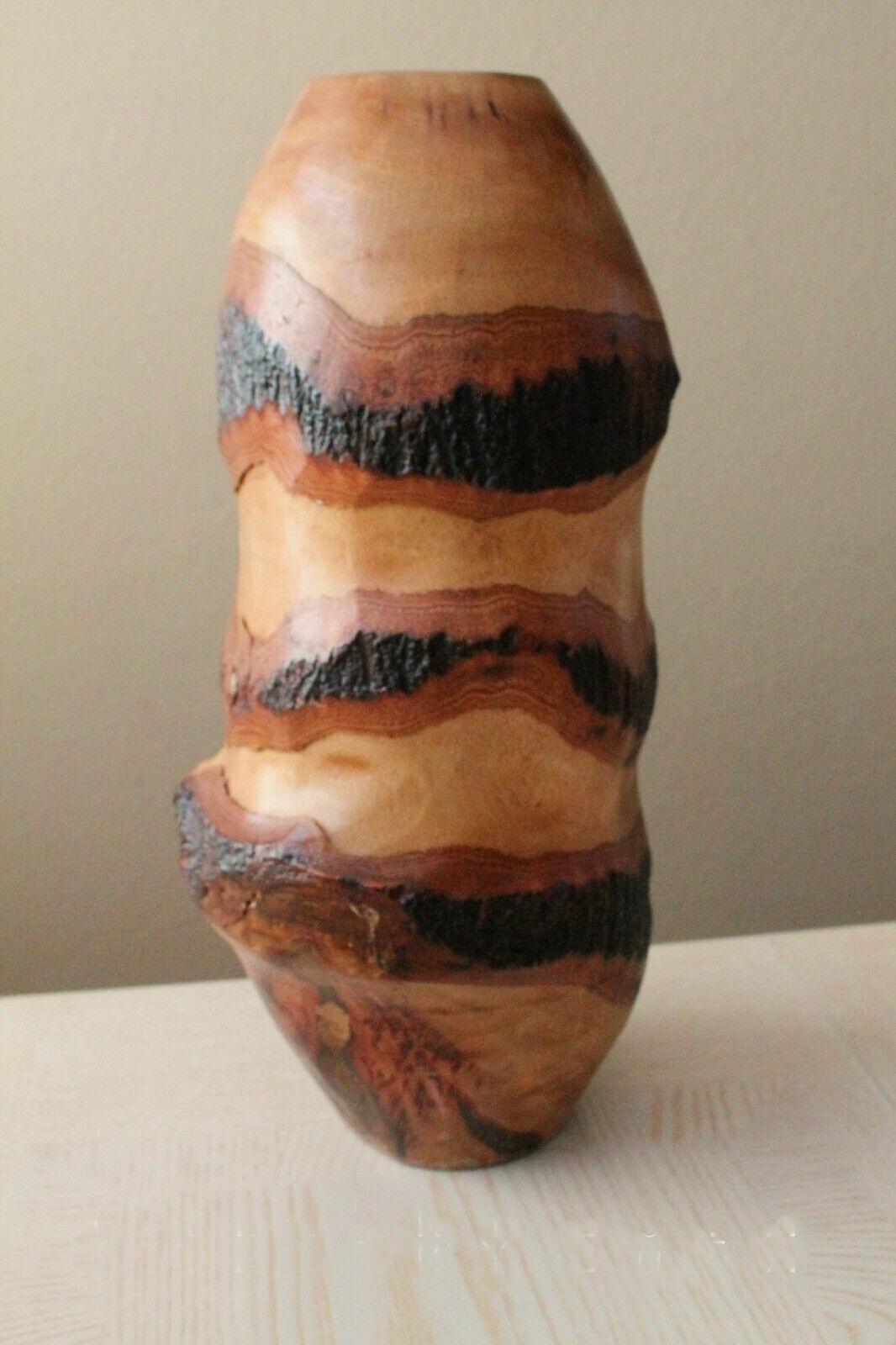 American Mid Century LIVE-EDGE VASE! Original Wood Pottery 1950s Abstract After Nakashima For Sale