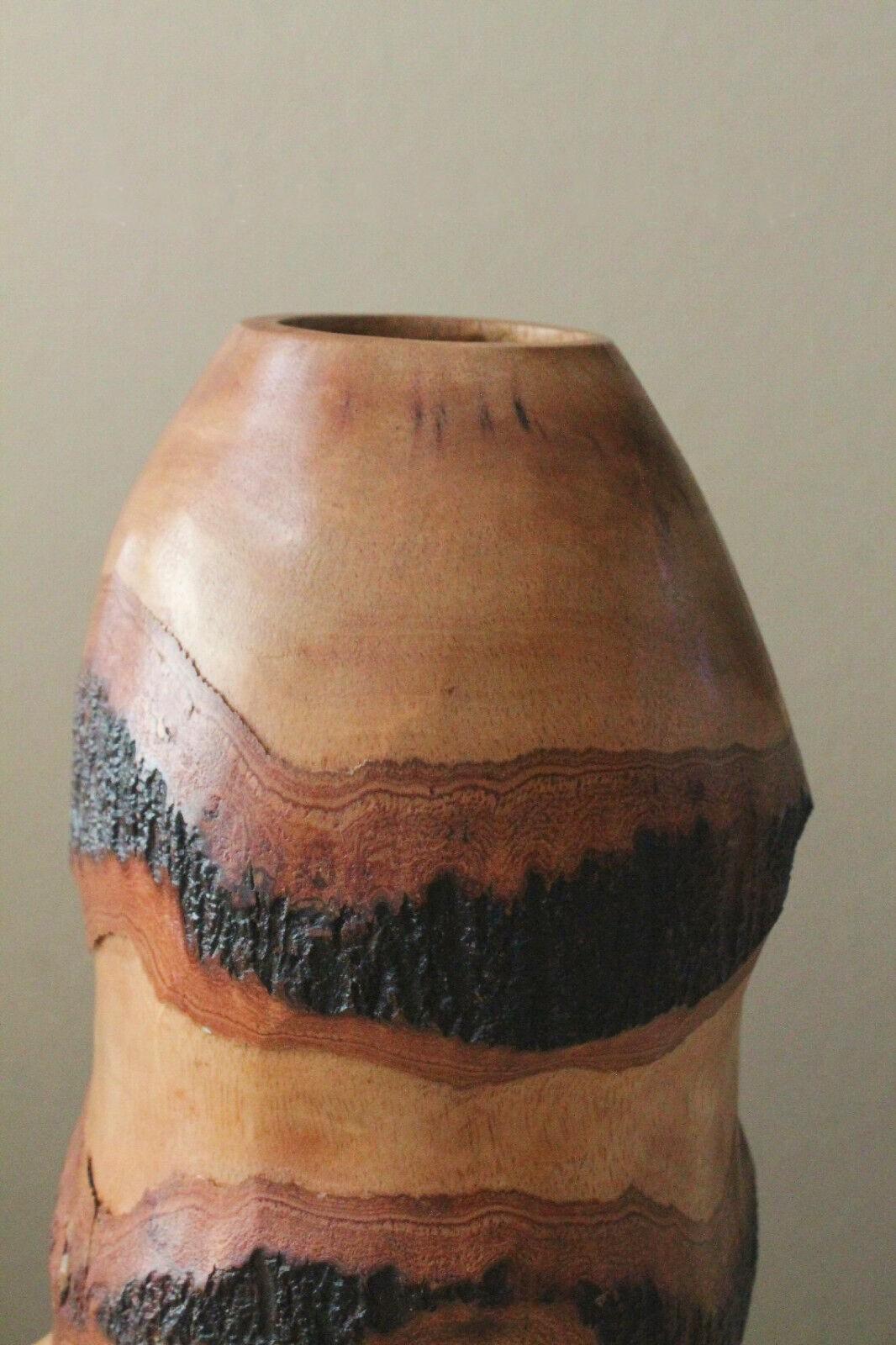 Mid Century LIVE-EDGE VASE! Original Wood Pottery 1950s Abstract After Nakashima In Good Condition For Sale In Peoria, AZ