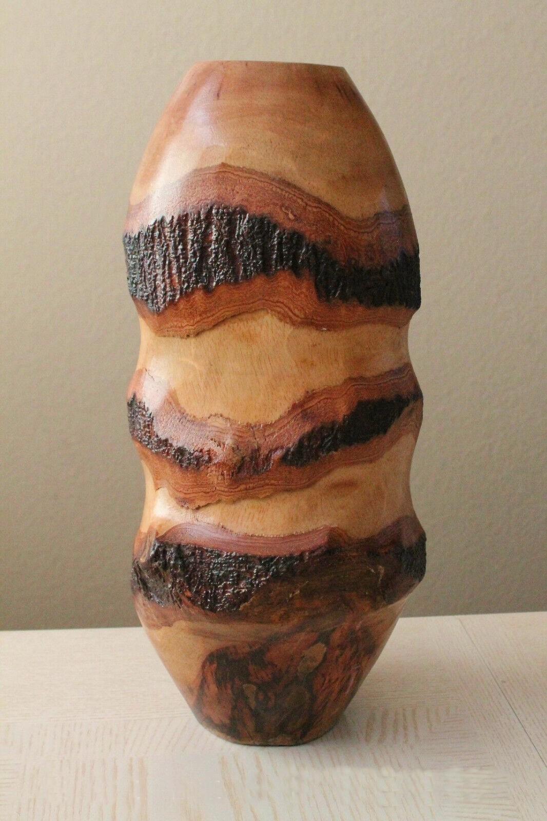 Mid Century LIVE-EDGE VASE! Original Wood Pottery 1950s Abstract After Nakashima For Sale 1