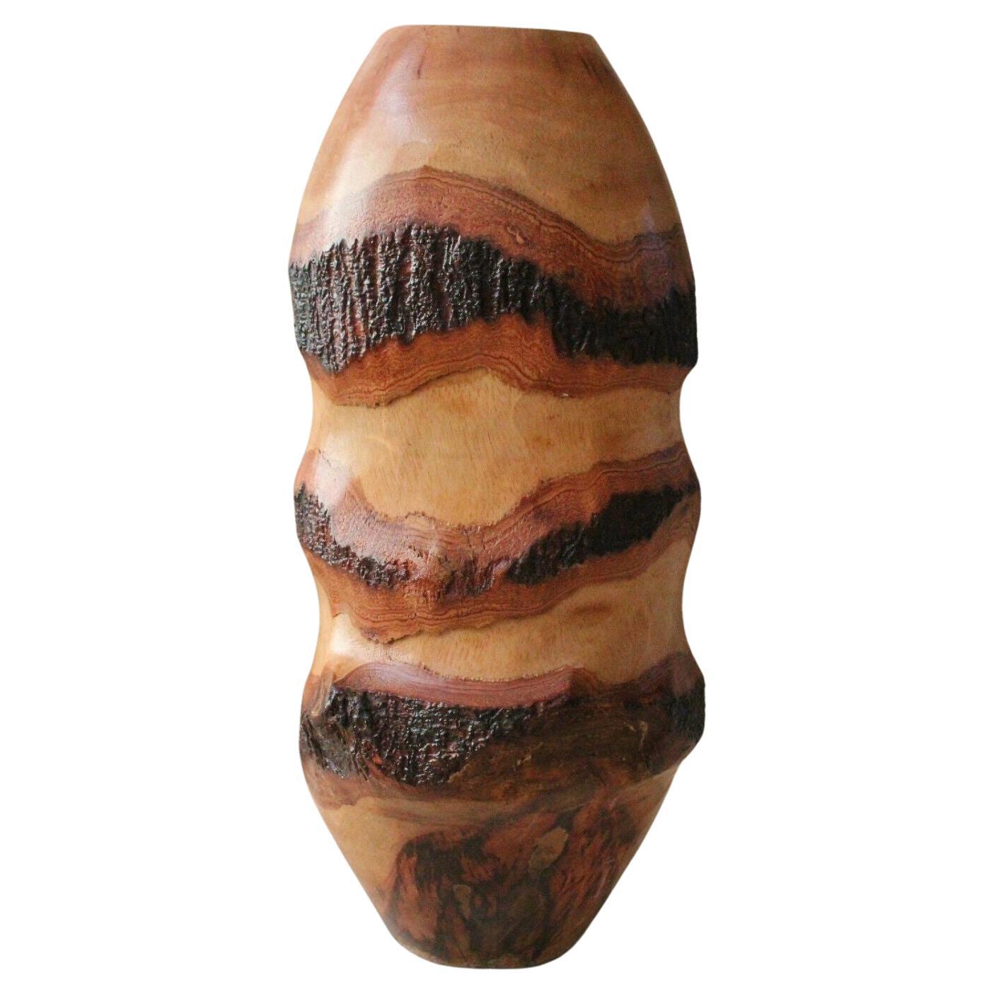 Mid Century LIVE-EDGE VASE! Original Wood Pottery 1950s Abstract After Nakashima For Sale