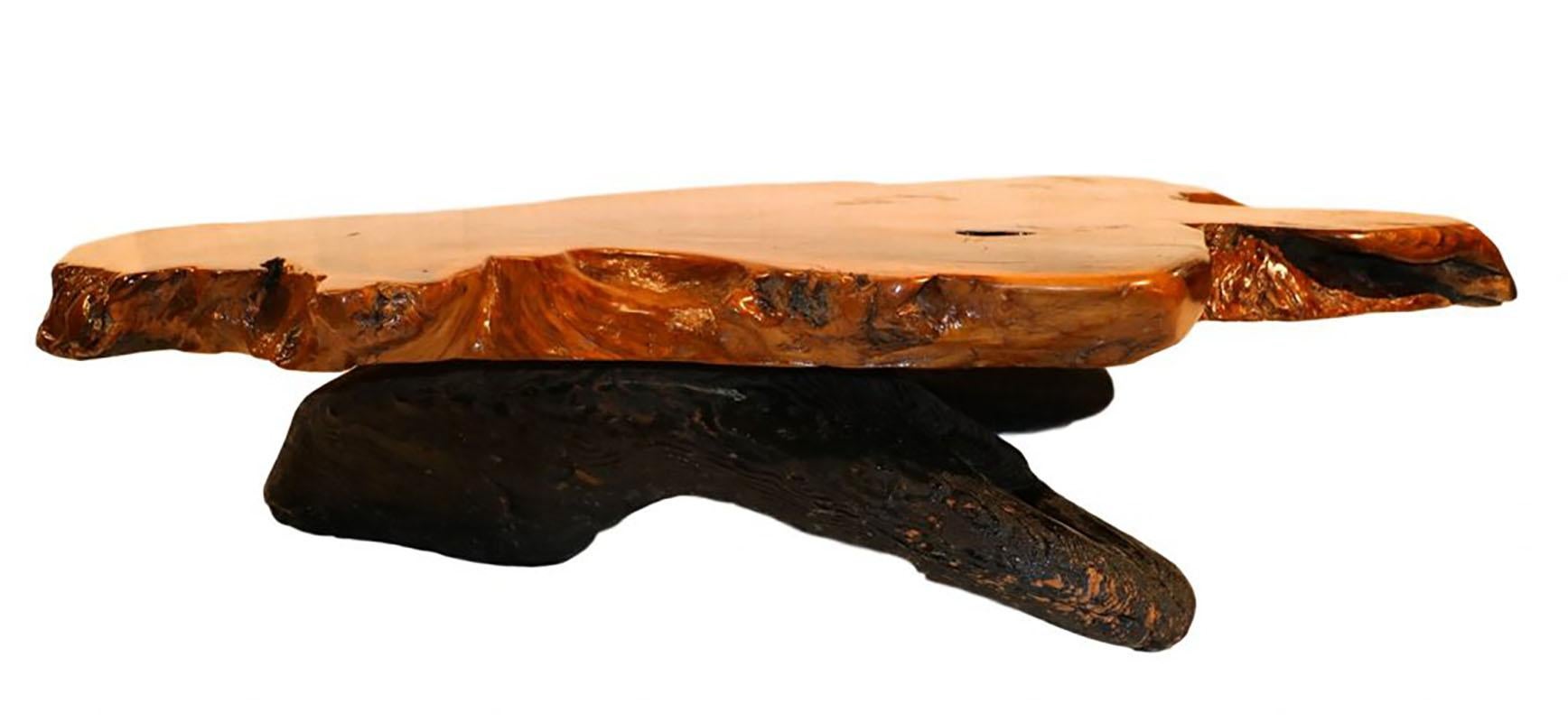 Mid-20th Century Midcentury Live Edge Wood Tree Slab Coffee Table