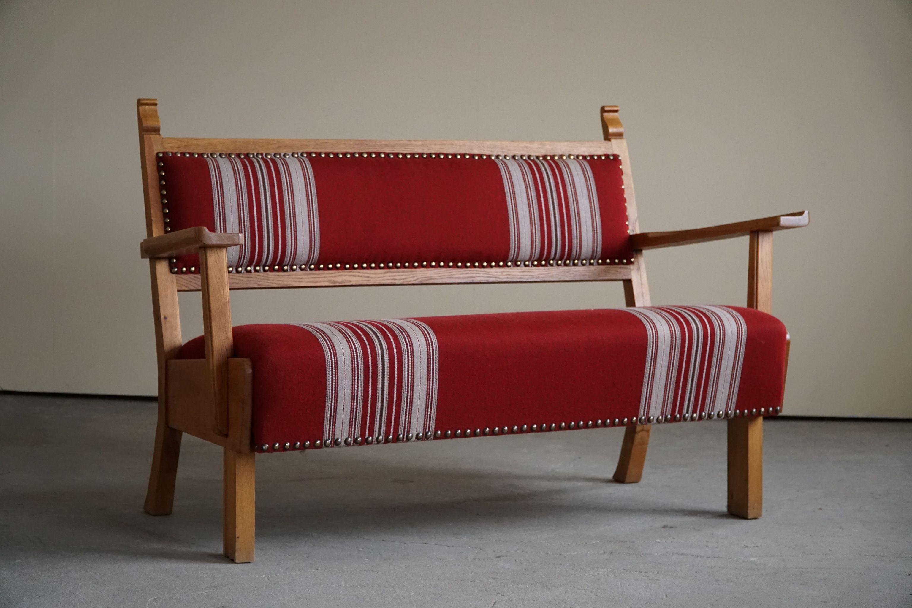 Mid Century Living Room Set, Oak & Wool, by Danish Cabinetmaker, Made in 1940s In Good Condition In Odense, DK