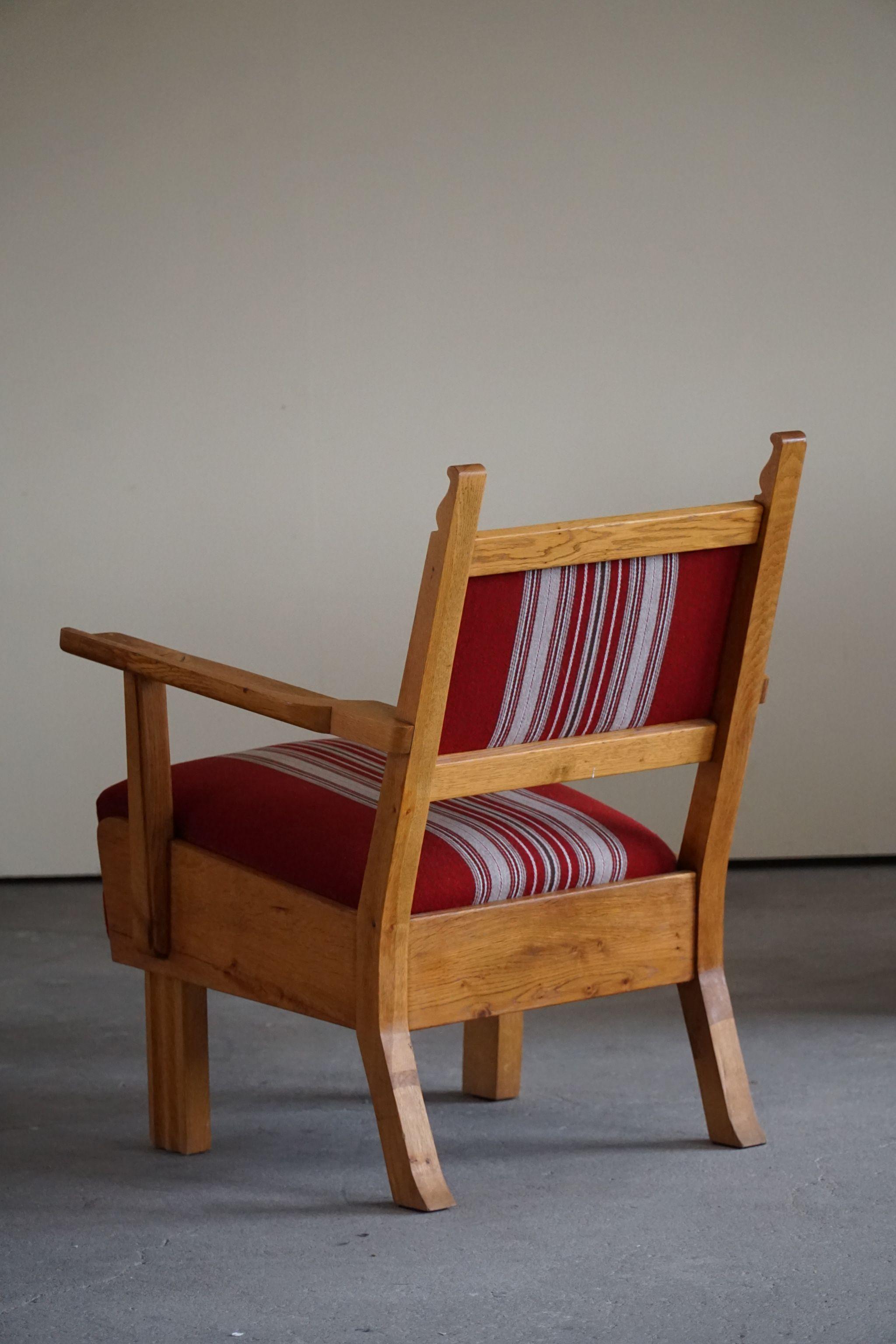 Mid Century Living Room Set, Oak & Wool, by Danish Cabinetmaker, Made in 1940s 1