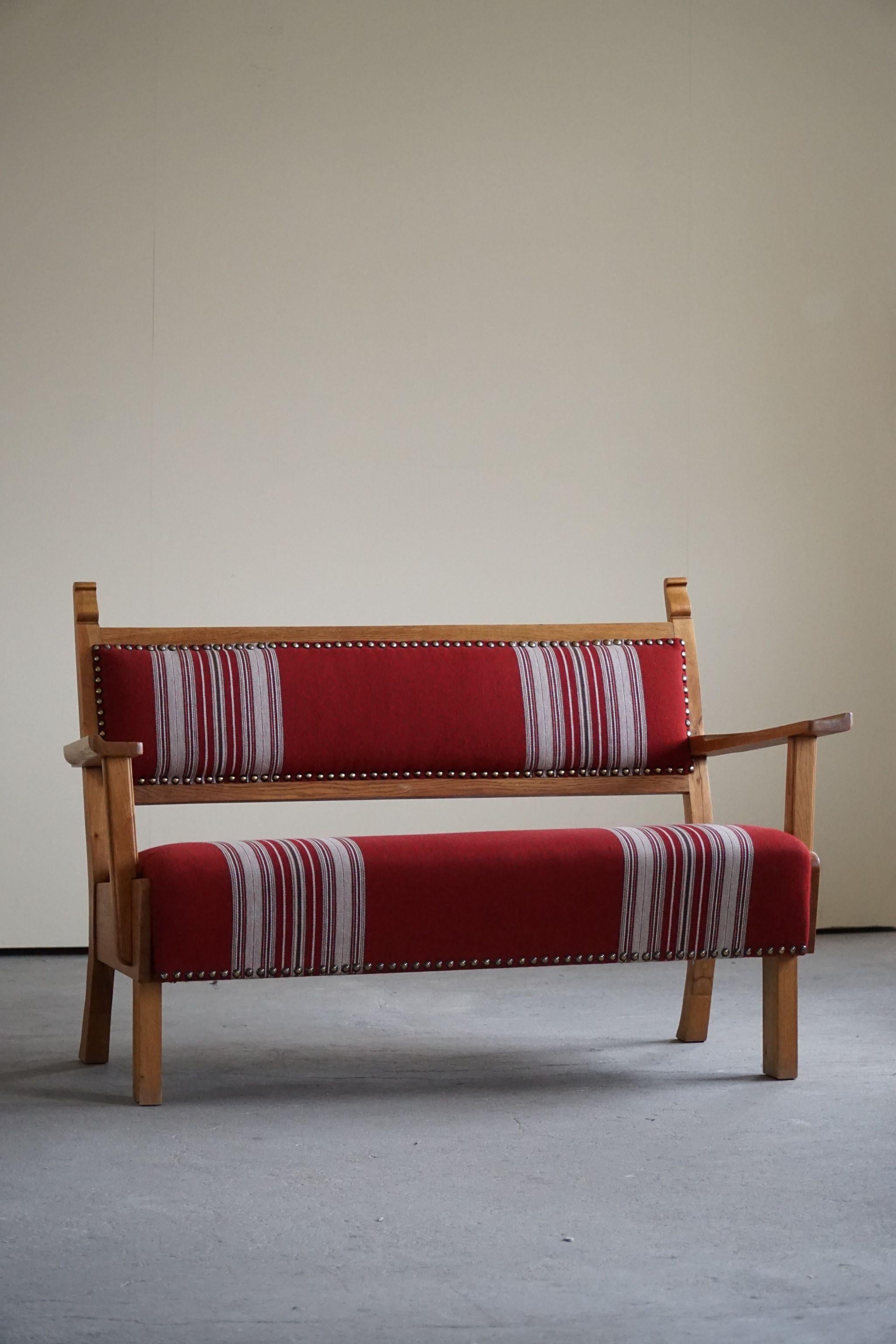 Mid Century Living Room Set, Oak & Wool, by Danish Cabinetmaker, Made in 1940s 4