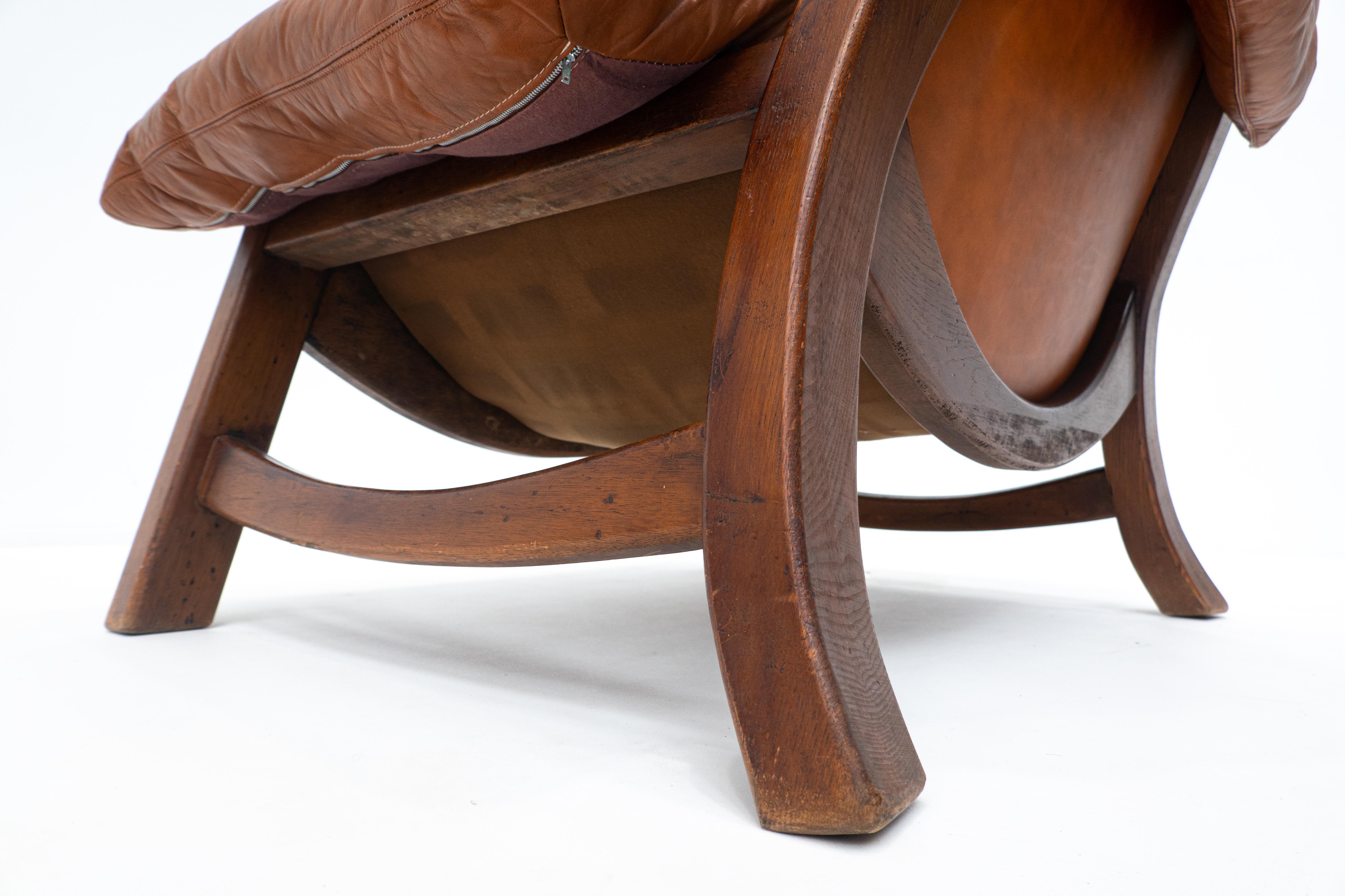 Mid-Century Living Room Set, Original Cognac Leather, Brazilian Style, 1960s For Sale 14
