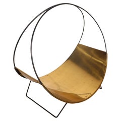 Mid-Century Log Holder of  Wrought Iron and Brass, Ca. 1950
s