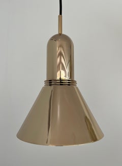 Mid-Century Long Gold Metal Chandelier by Estiluz, Barcelona, 1970s