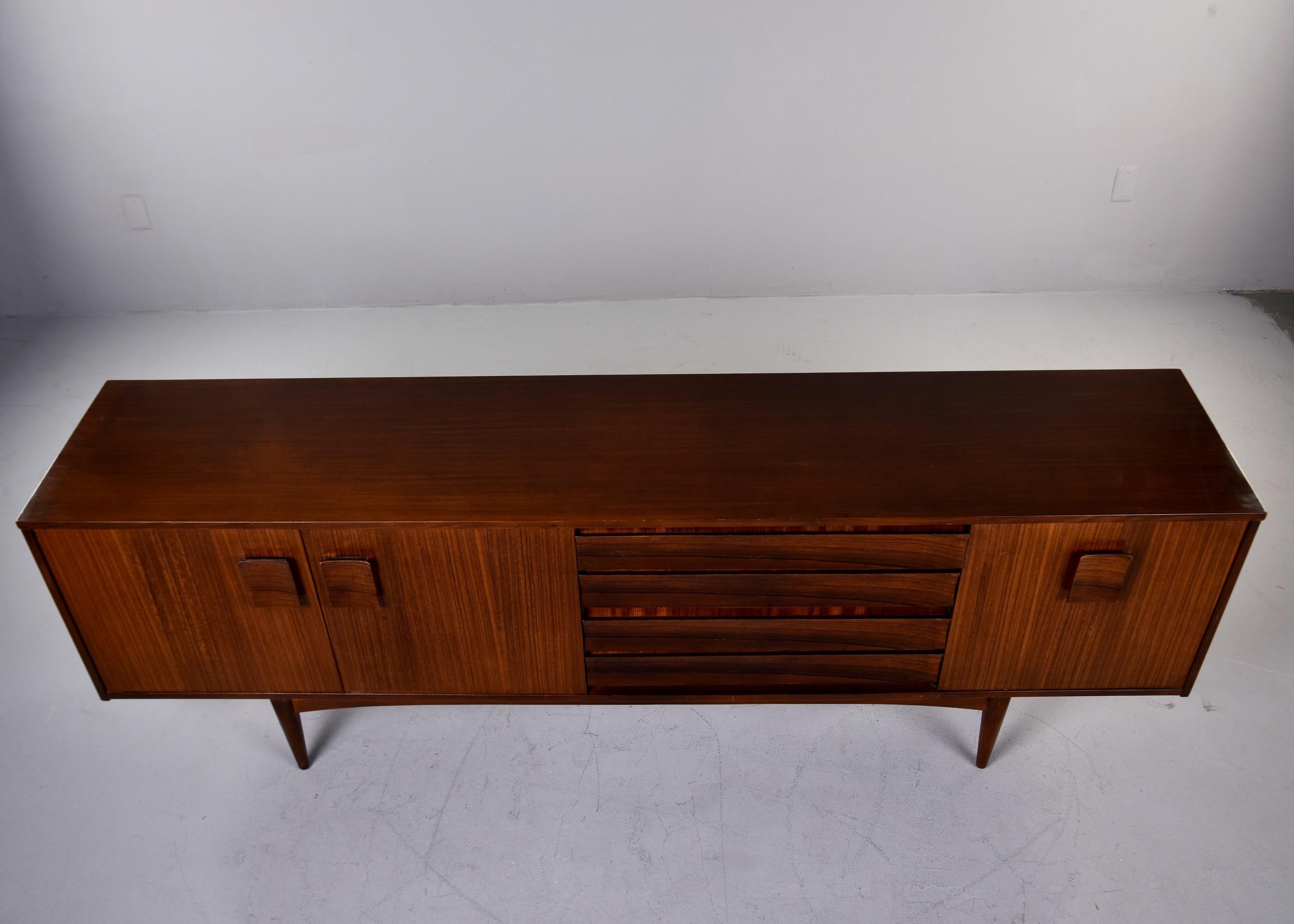 Mid Century Long Mahogany and Rosewood Credenza or Buffet by Grange of London For Sale 7