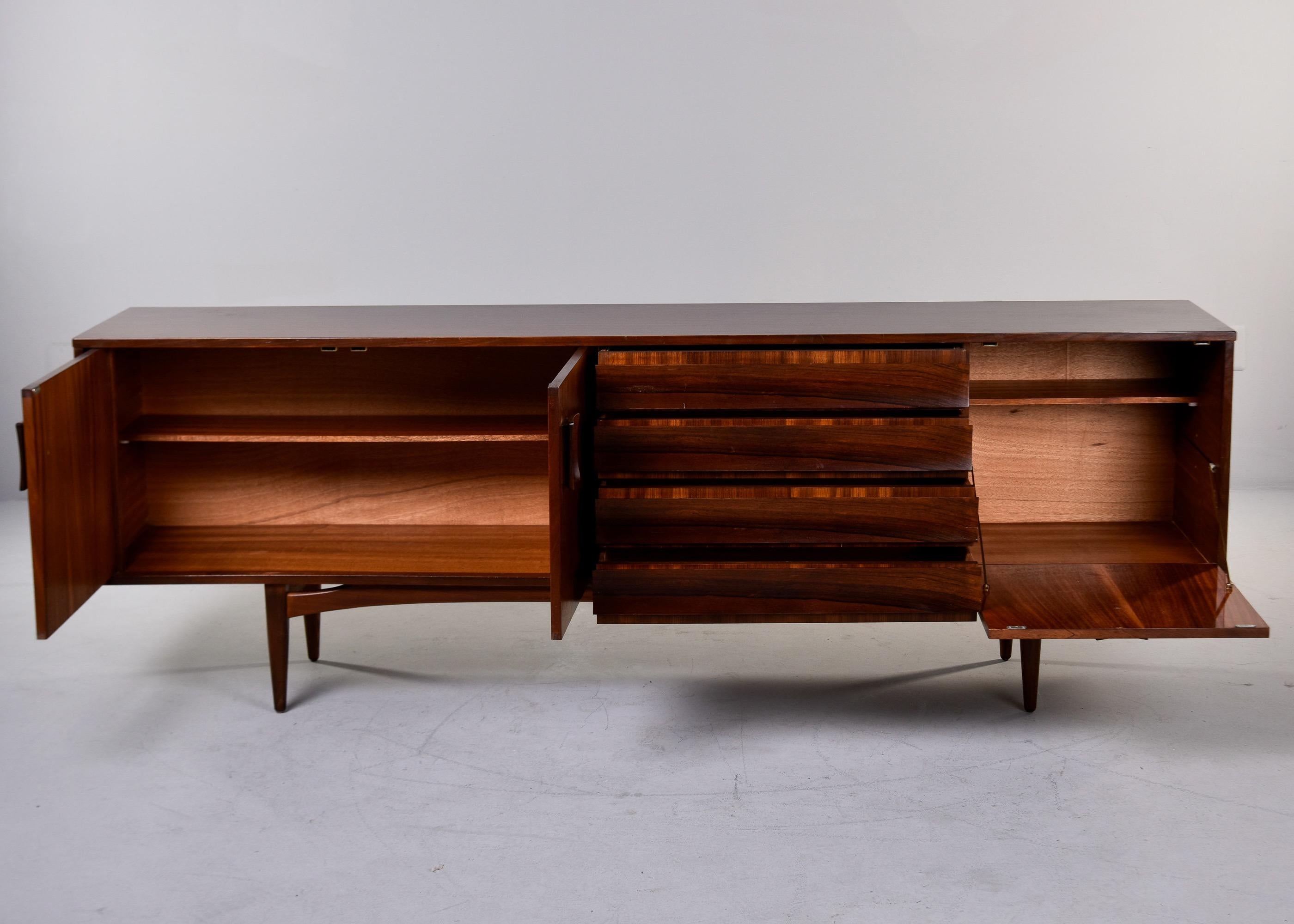 Mid-Century Modern Mid Century Long Mahogany and Rosewood Credenza or Buffet by Grange of London For Sale