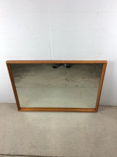 Miroir rectangulaire long du milieu du siècle avec cadre en érable