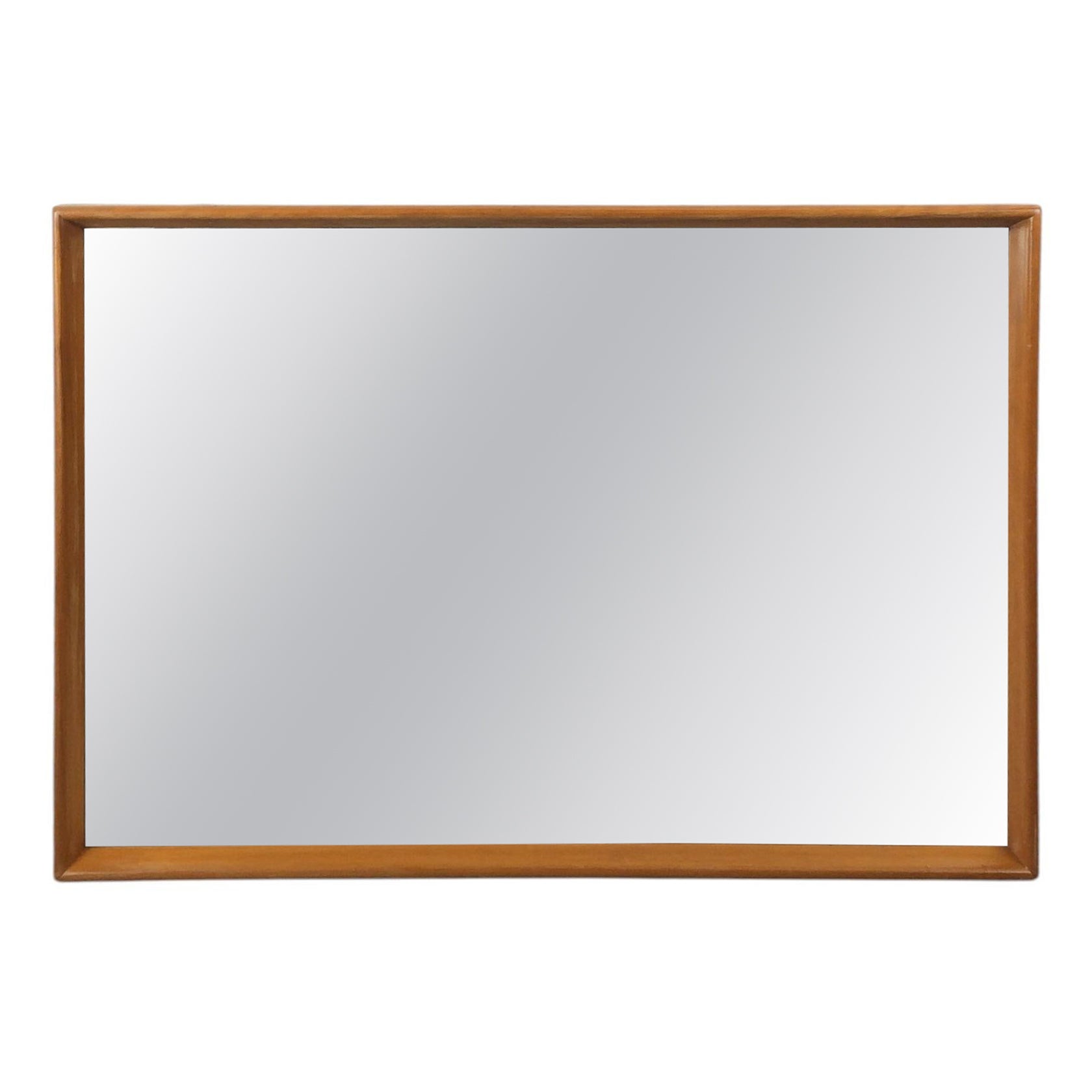 Mid Century Long Rectangular Mirror with Maple Frame