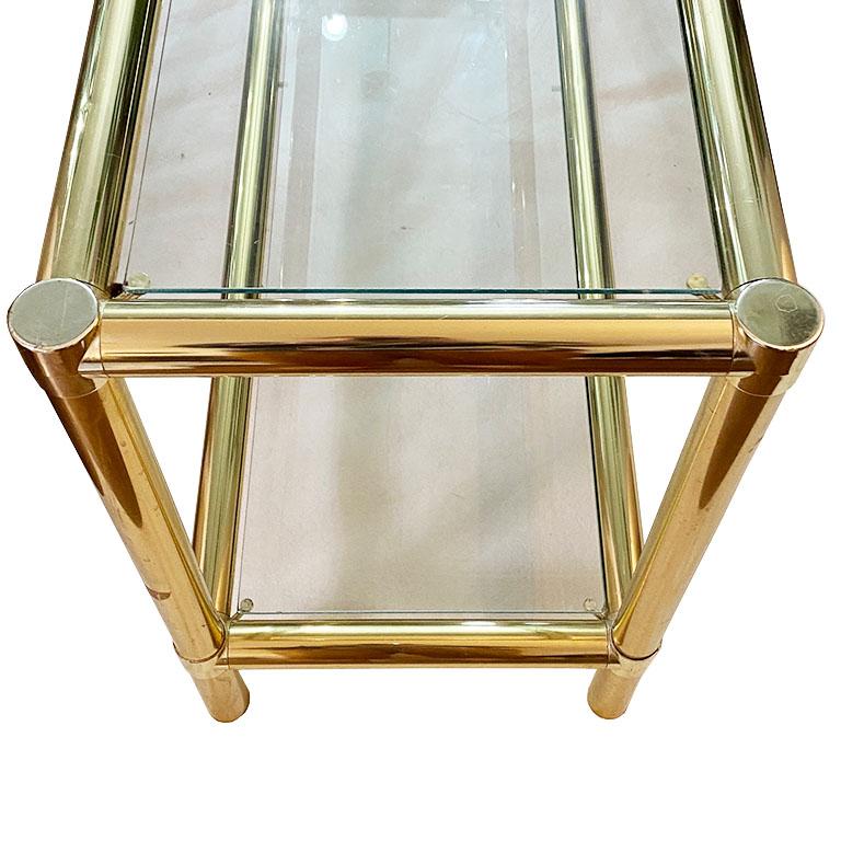 brass and glass console table