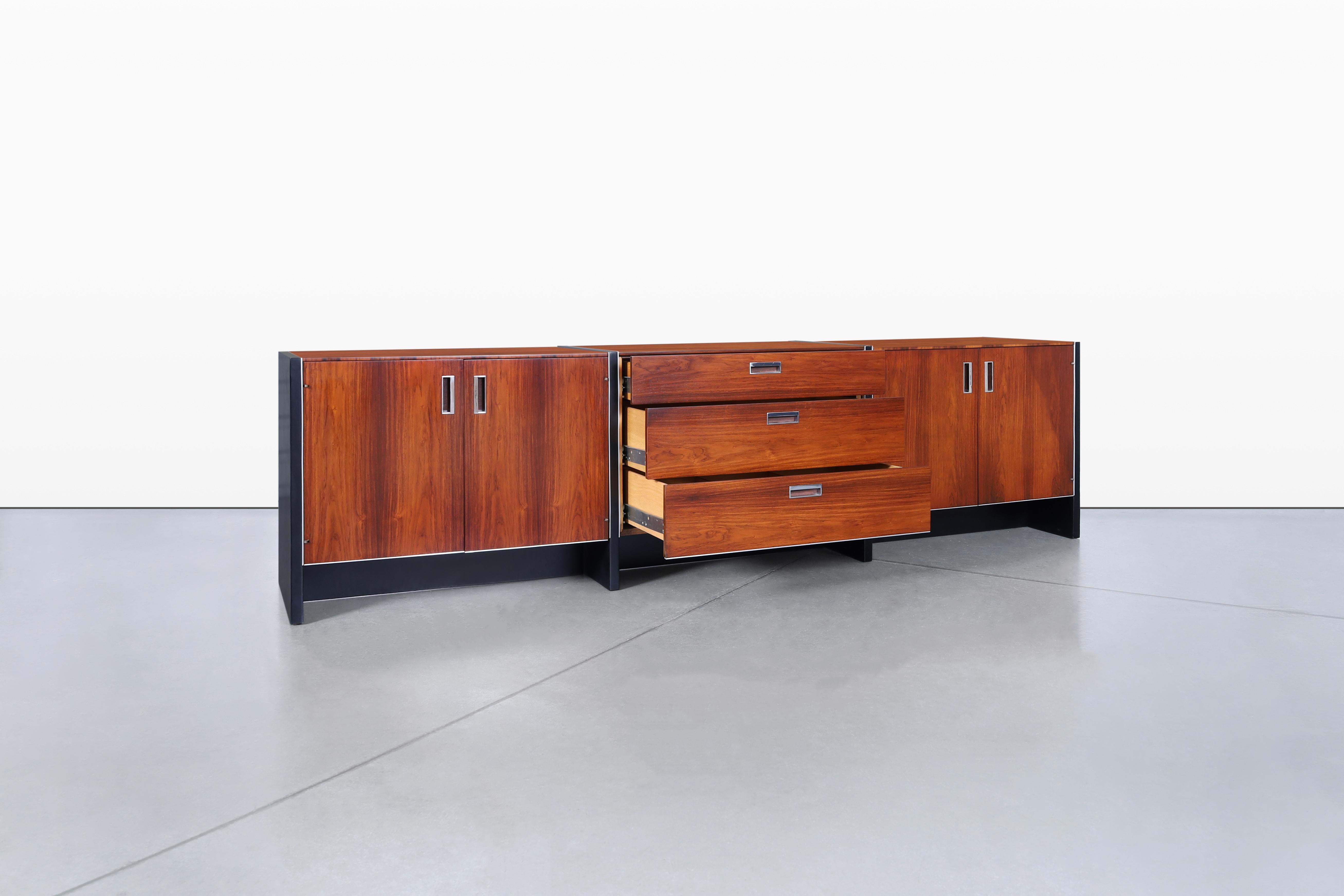 Ebonized Mid-Century Long Rosewood Credenza by Robert Baron for Glenn of California For Sale
