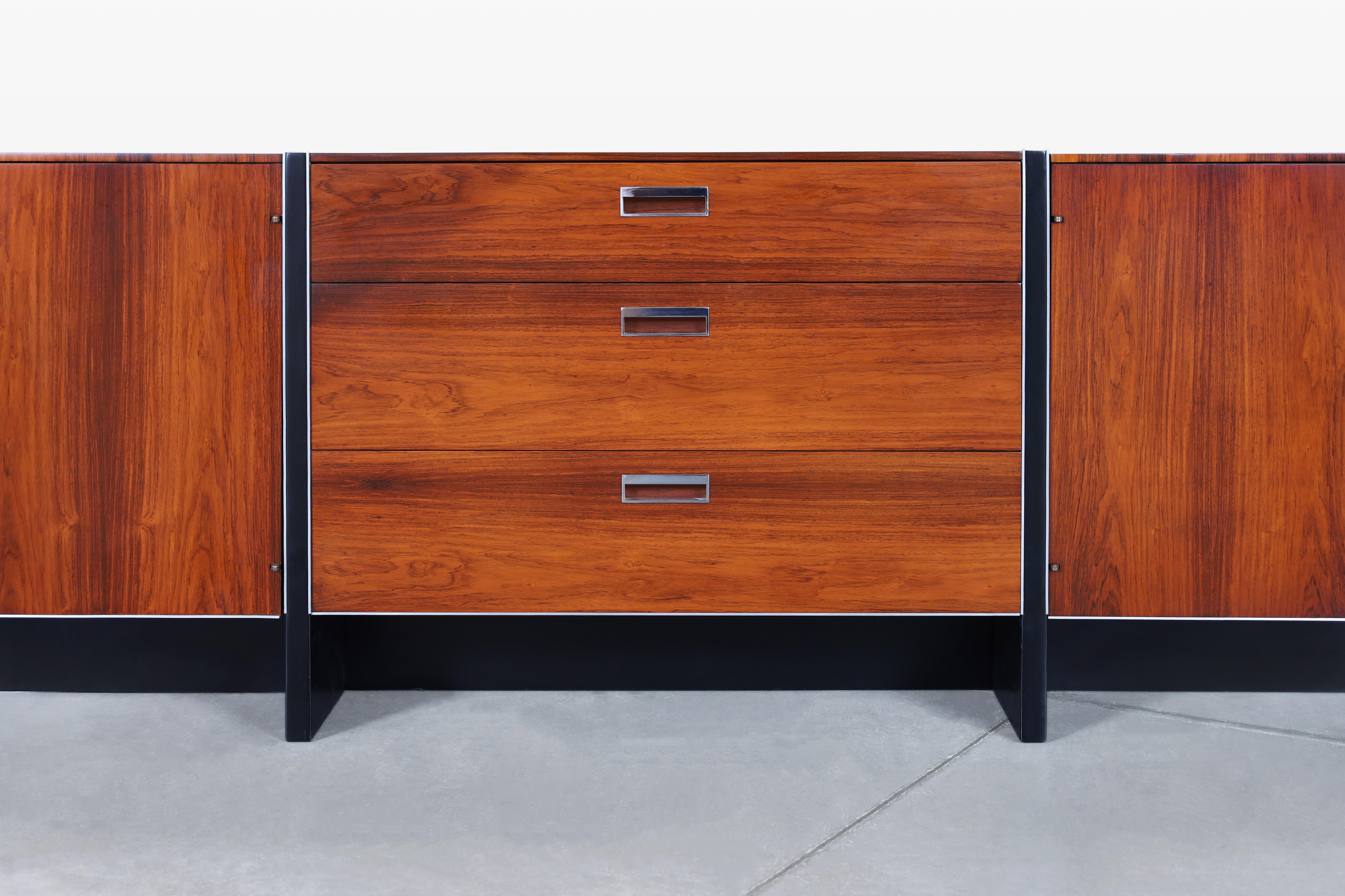 Aluminum Mid-Century Long Rosewood Credenza by Robert Baron for Glenn of California For Sale
