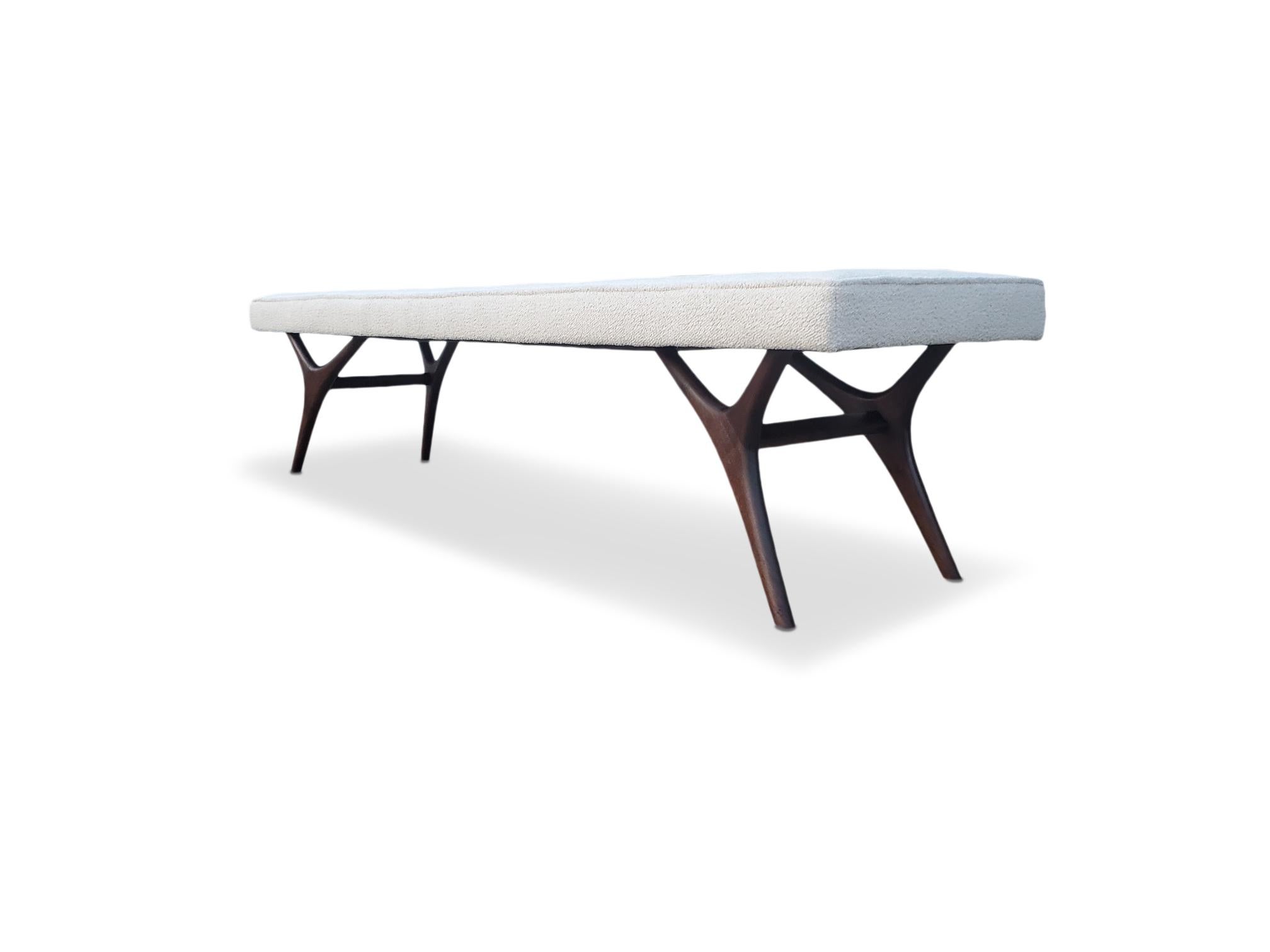 Mid Century Long Sculpted Bench For Sale 5