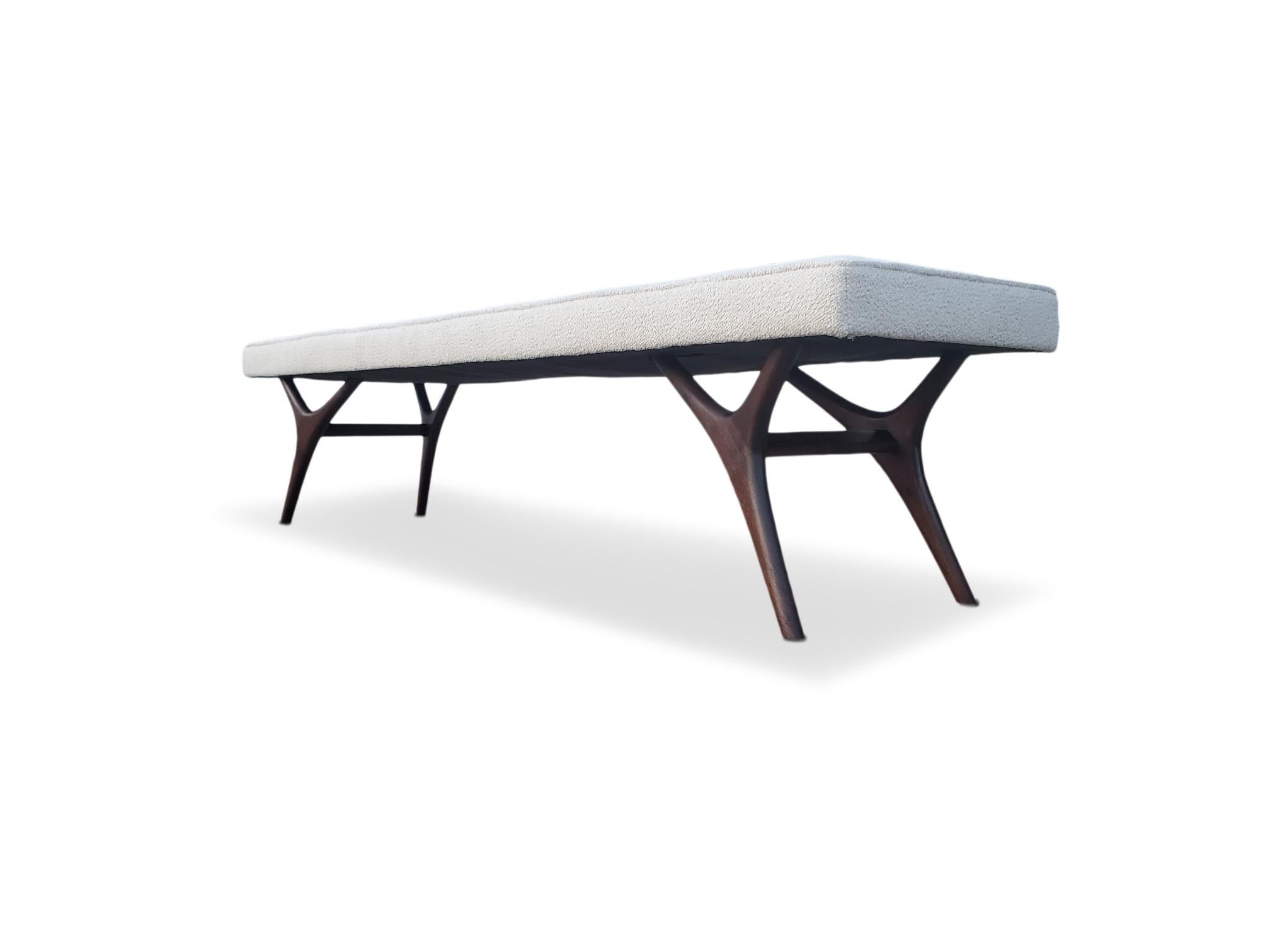 Mid Century Long Sculpted Bench For Sale 6