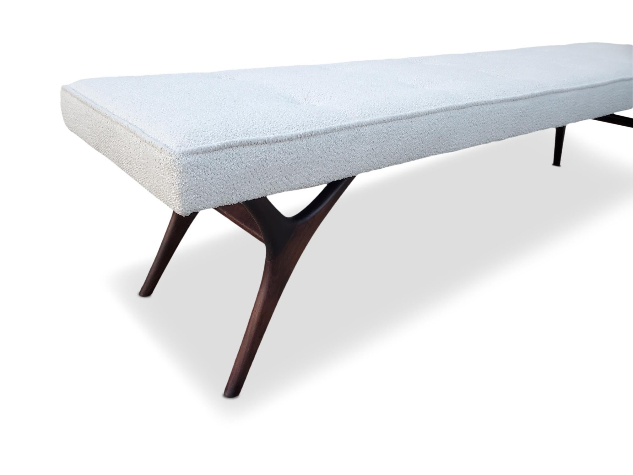 American Mid Century Long Sculpted Bench For Sale