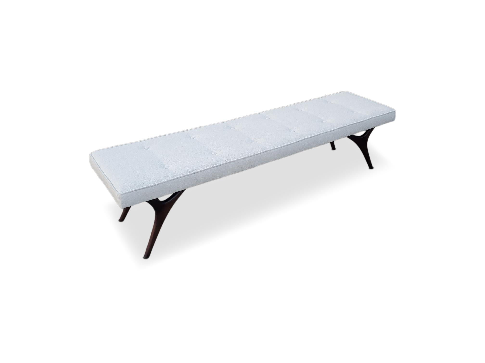 Mid Century Long Sculpted Bench In Good Condition For Sale In Middlesex, NJ