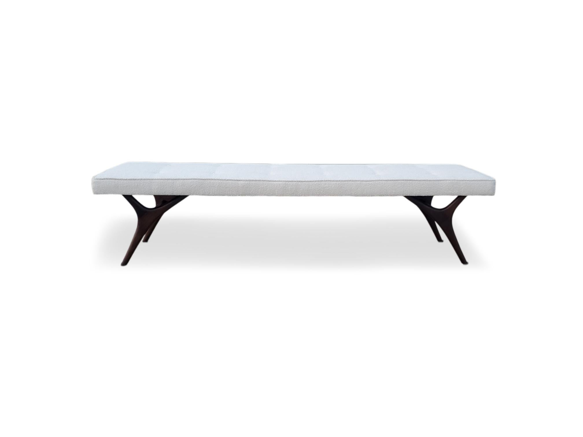 Mid Century Long Sculpted Bench For Sale 2