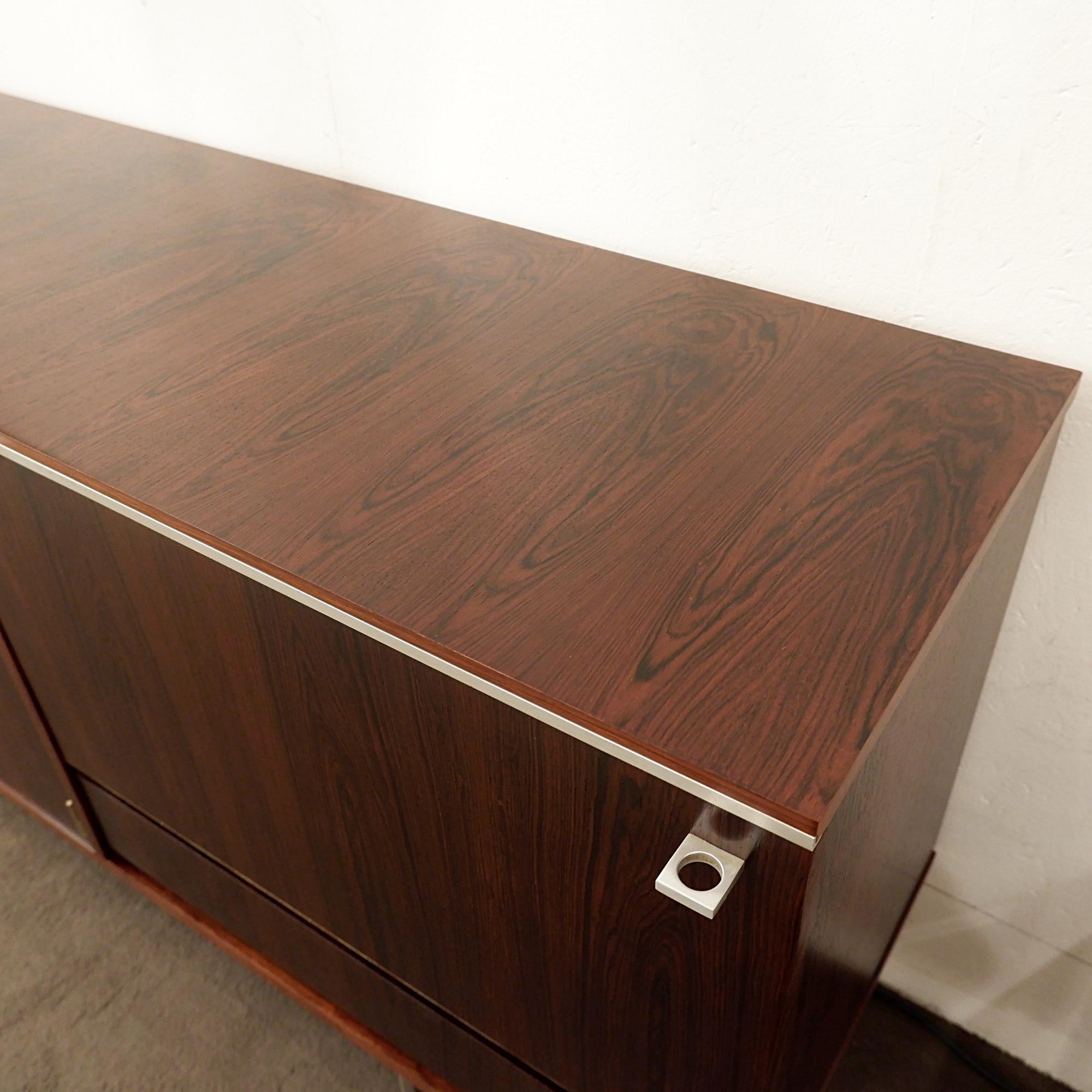 Mid Century Long Sideboard in wood and Chrome 1960s For Sale 11