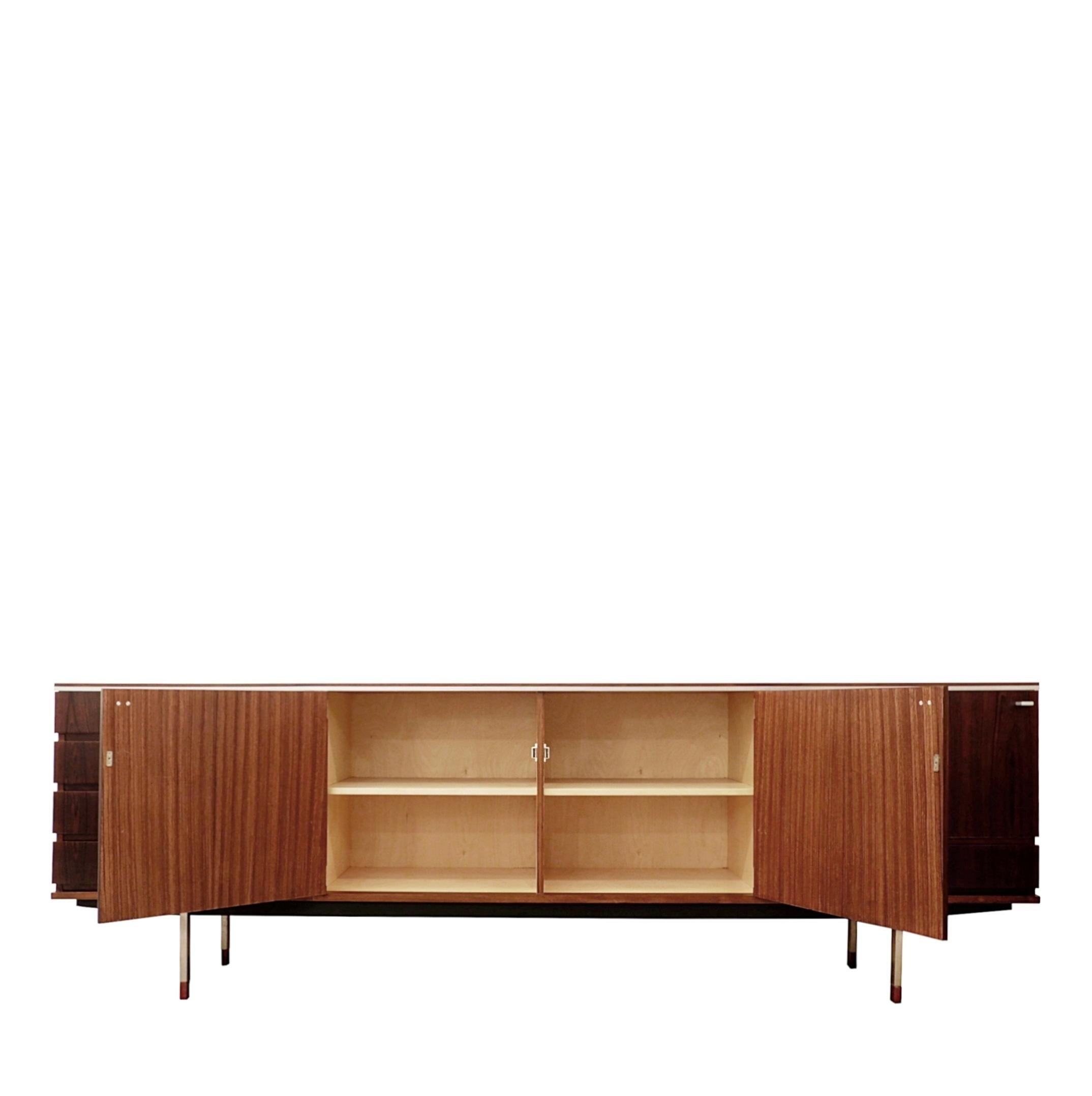 Mid-20th Century Mid Century Long Sideboard in wood and Chrome 1960s For Sale
