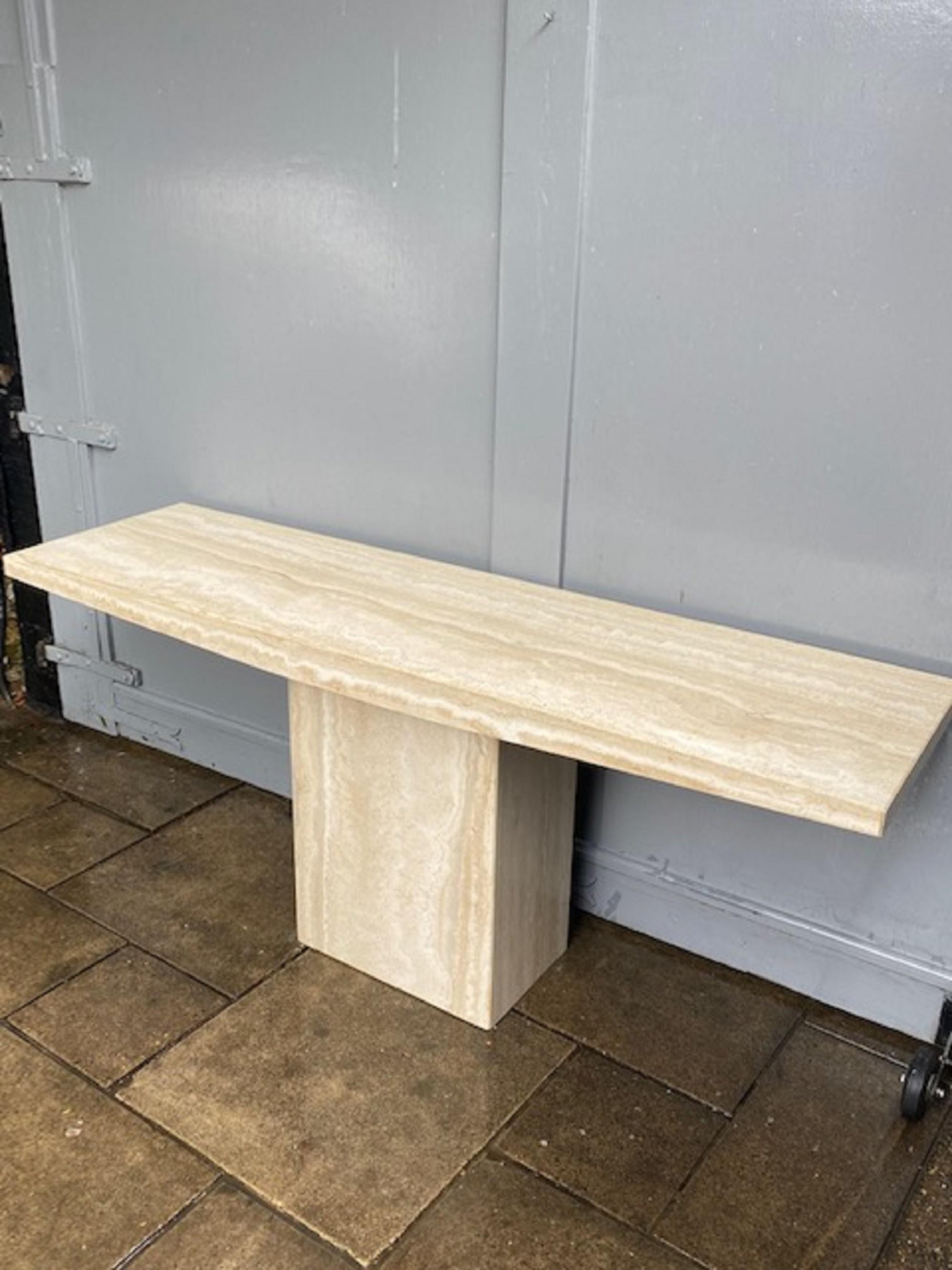 Mid-Century Long Travertine Console Table, Italian, 1970s In Good Condition In Richmond, Surrey