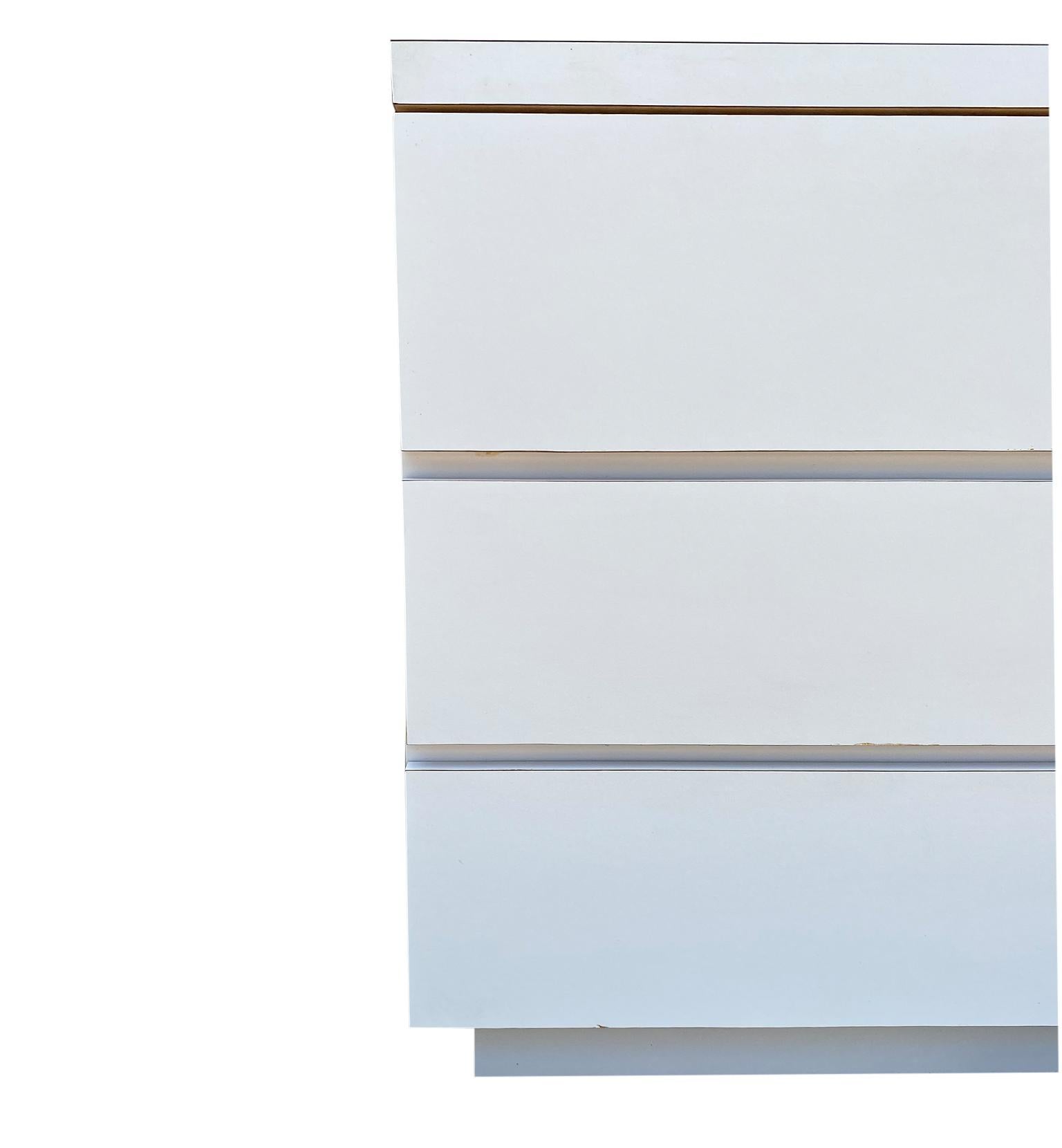 Midcentury Long White Laminate Plywood Custom 12-Drawer Dresser Credenza 1