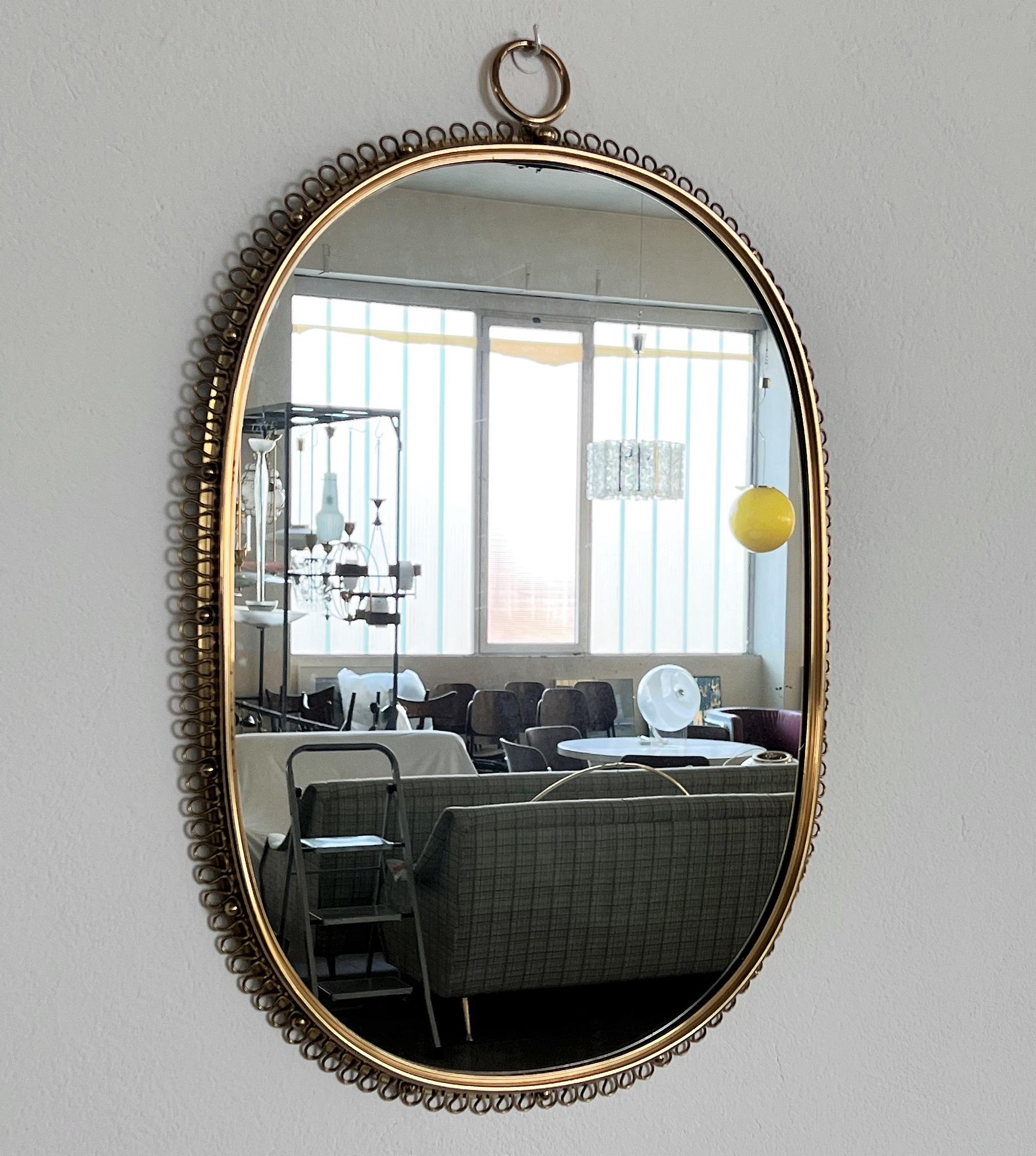 Swedish Midcentury Loop Wall Mirror in Brass by Josef Frank for Svenskt Tenn, 1960s