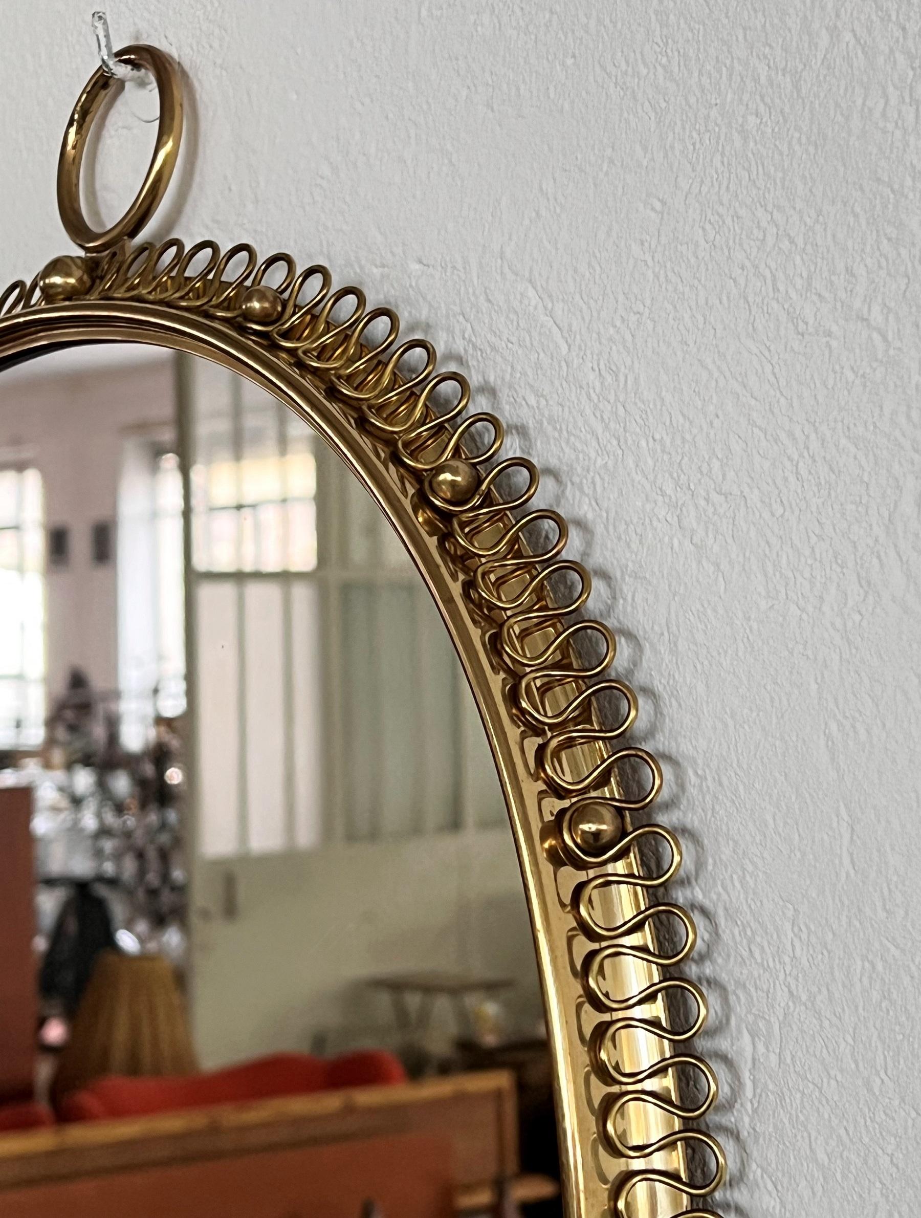 Midcentury Loop Wall Mirror in Brass by Josef Frank for Svenskt Tenn, 1960s 1