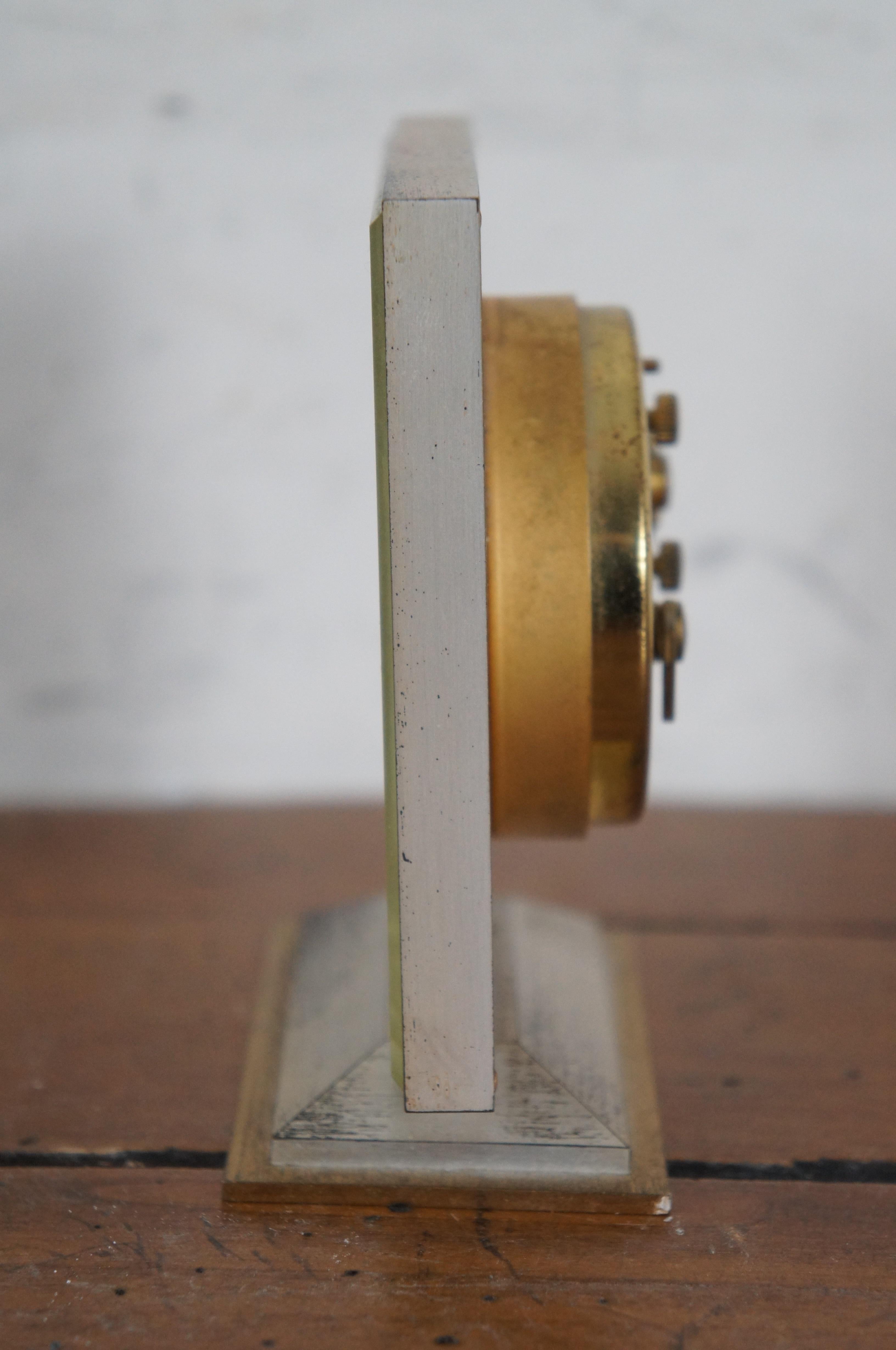 Mid-Century Modern Mid Century Looping Swiss Square Brass 7 Jewel 8 Day Alarm Desk Clock 4
