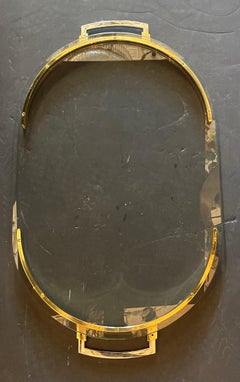 Plateau de service mi-siècle Lorin Marsh Inset en verre Laiton Nickel karl Springer