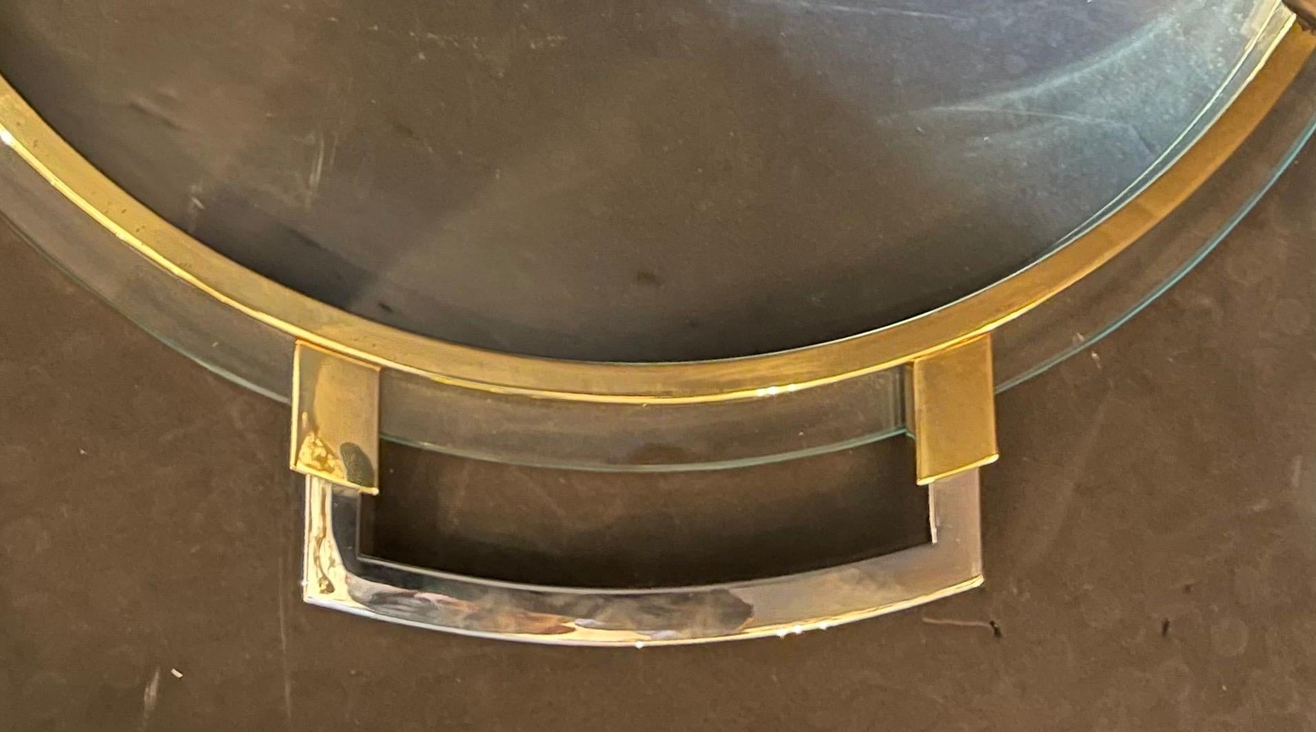 Mid-Century Modern Mid Century Lorin Marsh Serving Tray Glass Inset Brass Nickel karl Springer For Sale