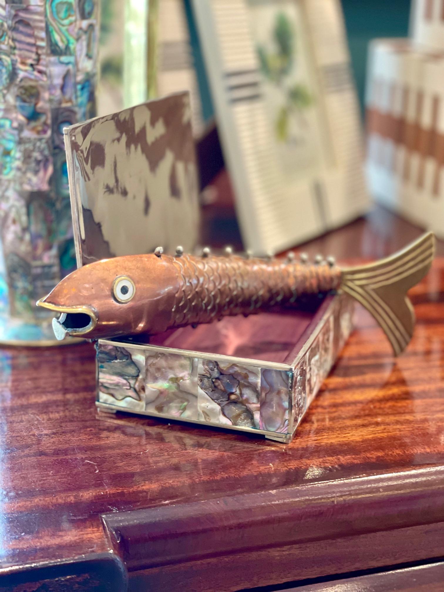 Hand-Crafted Mid-Century Los Castillo Copper + Brass Fish Bottle Opener, Mexico