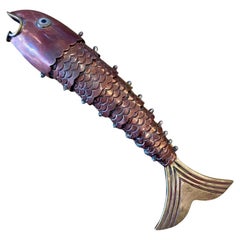 Mid-Century Los Castillo Copper + Brass Fish Bottle Opener, Mexico