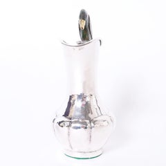 Mid-Century Los Castillo Silver Plate Pitcher with Parrot